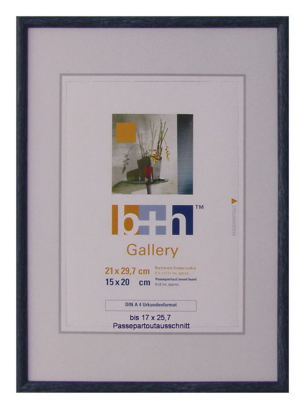 Oslo MasterLine Einzelrahmen Bilderrahmen 21 x 30 cm Holz Echt-Glas Urkundenformat 21x29,7 DIN A4, blau exakt DIN A4 21x29,7 schmales Profil FSC-zertifiziert