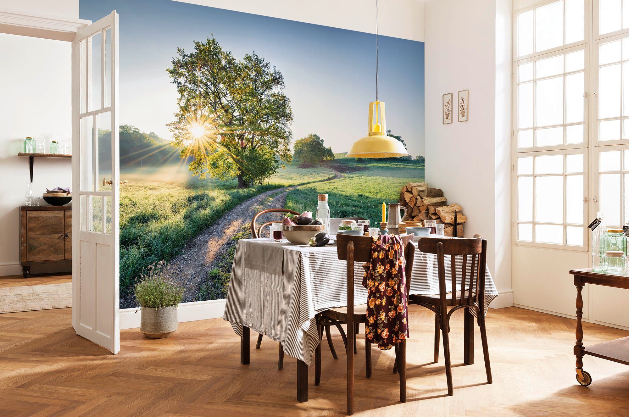 Komar Fototapete Meadow Trail - Größe 368 x 254 cm, glatt, bedruckt, (1 St), Wohnzimmer, Schlafzimmer