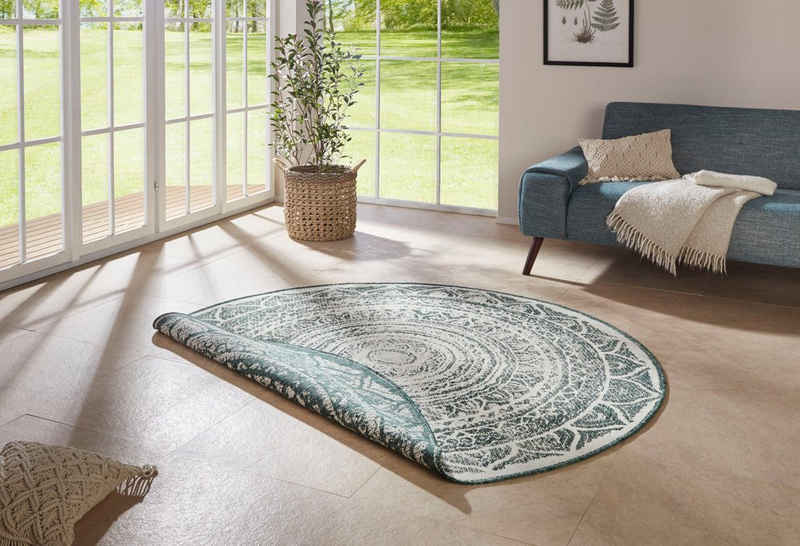 Teppich Siruma, NORTHRUGS, rund, Höhe: 5 mm, In- & Outdoor, Wendeteppich, Orientalisch, Teppich, Garten, Flur