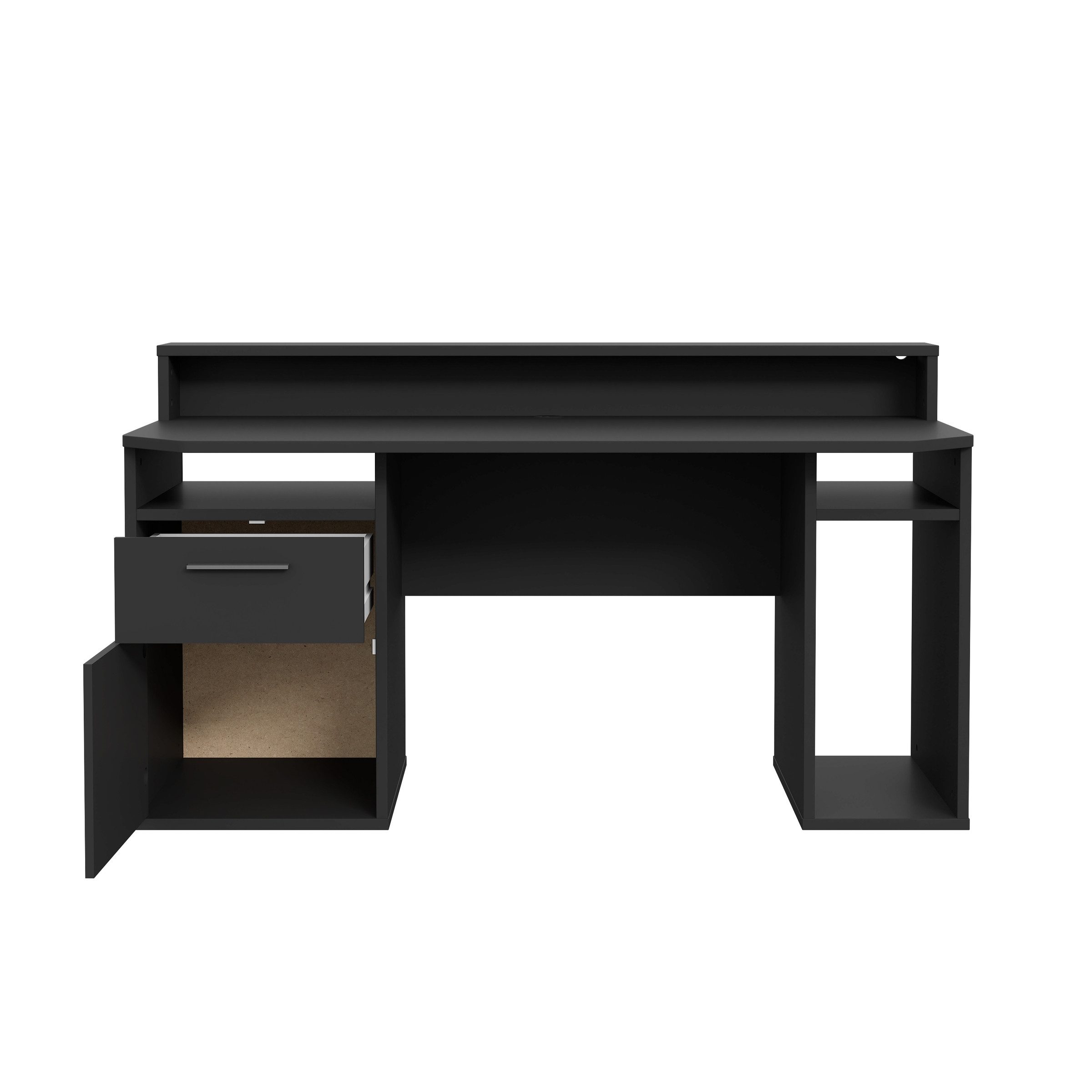 freiraum Gamingtisch TEZAUR, Schublade,Tür, 4 Fächer, schwarz - 160x91,1x72cm (B/H/T)