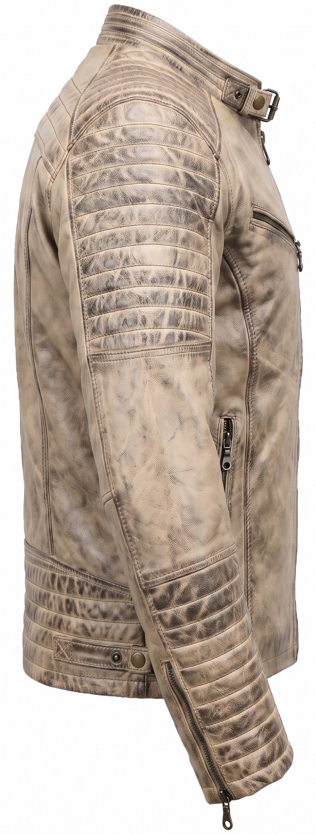 MDM Bikerjacke Herren Lamm Nappa Lederjacke Leichte Sommer Biker Lederjacke – Bild 5 von 5