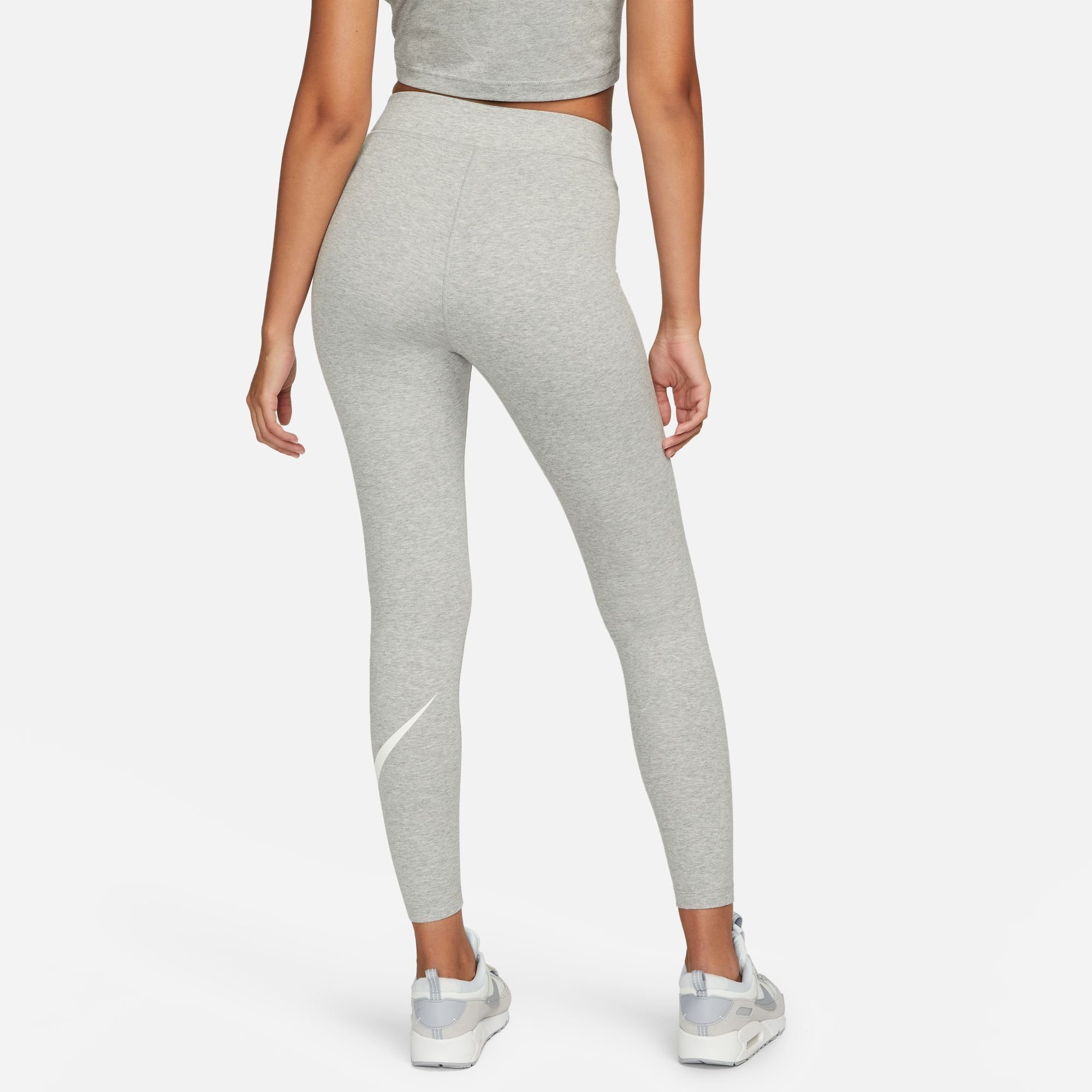 LEGGINGS GREY DK Nike WOMEN'S GRAPHIC Leggings CLASSICS Sportswear HEATHER/SAIL HIGH-WAISTED