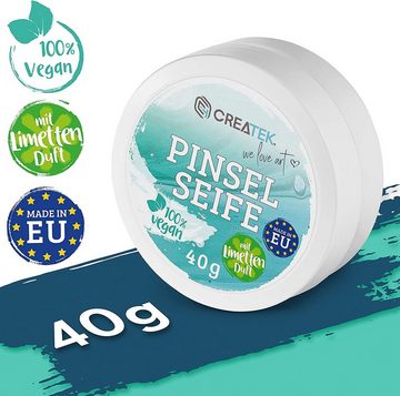 CreaTek Malpinsel Pinselset Acrylfarben, Aquarell, Öl - 10 Premium Pinsel + Pinselseife, (10 St)