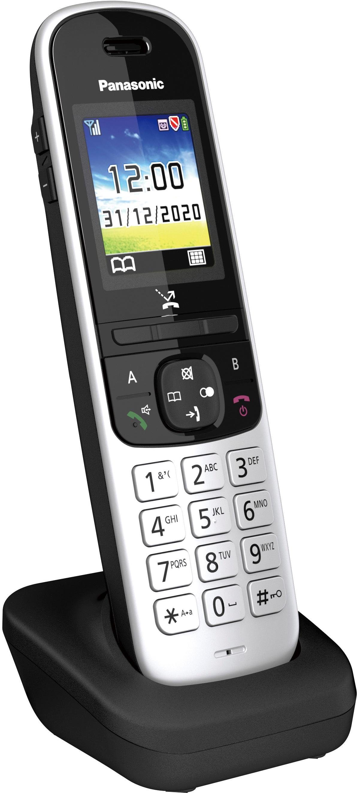 Panasonic KX-TGH722 Duo Schnurloses DECT-Telefon 2, schwarz Anrufbeantworter) (Mobilteile: mit