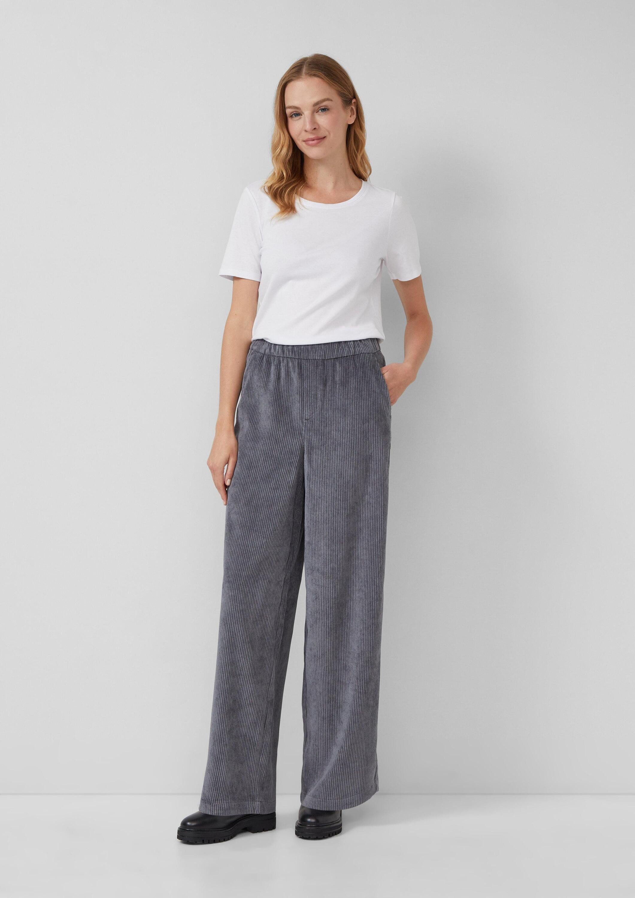 s.Oliver Chinos Hose Cordhose mit Elastikbund und Wide Leg günstig online kaufen