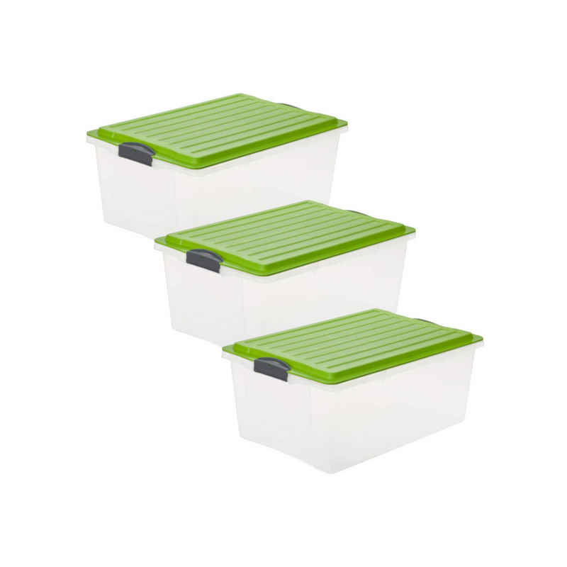 ROTHO Aufbewahrungsbox Compact 3er-Set Aufbewahrungsbox 38l mit Deckel (Aufbewahrungsset, 3er-Set)