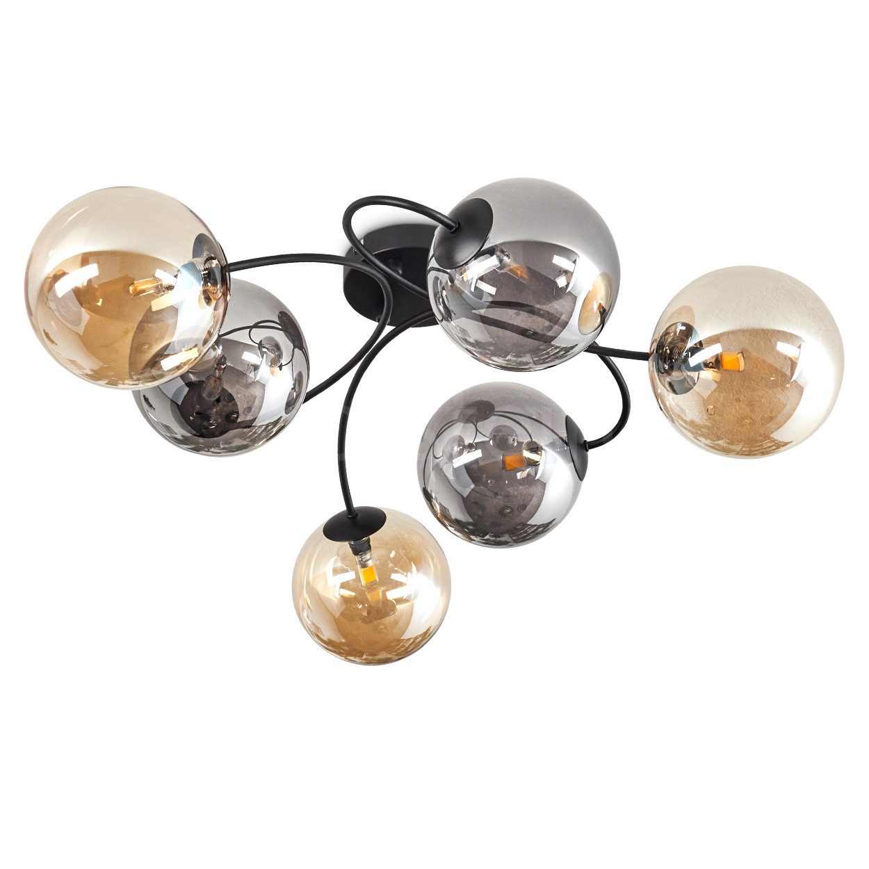 hofstein Deckenleuchte Deckenlampe aus Metall/Glas in Schwarz/Rauchfarben/B günstig online kaufen