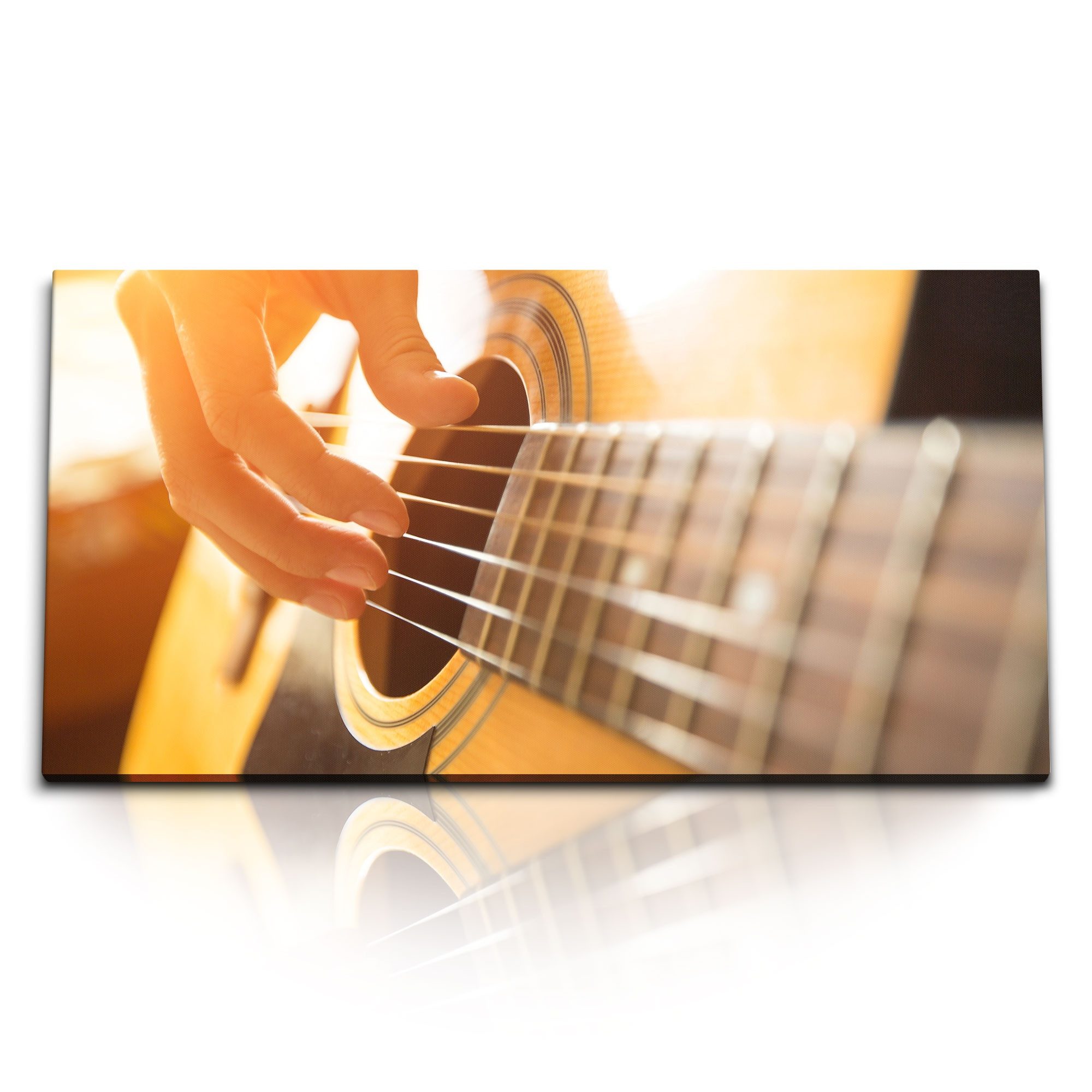 Leinwandbild Kunstdruck Bilder 120x60cm Gitarre Gitarrist Fotokunst Sonnenschein Mu