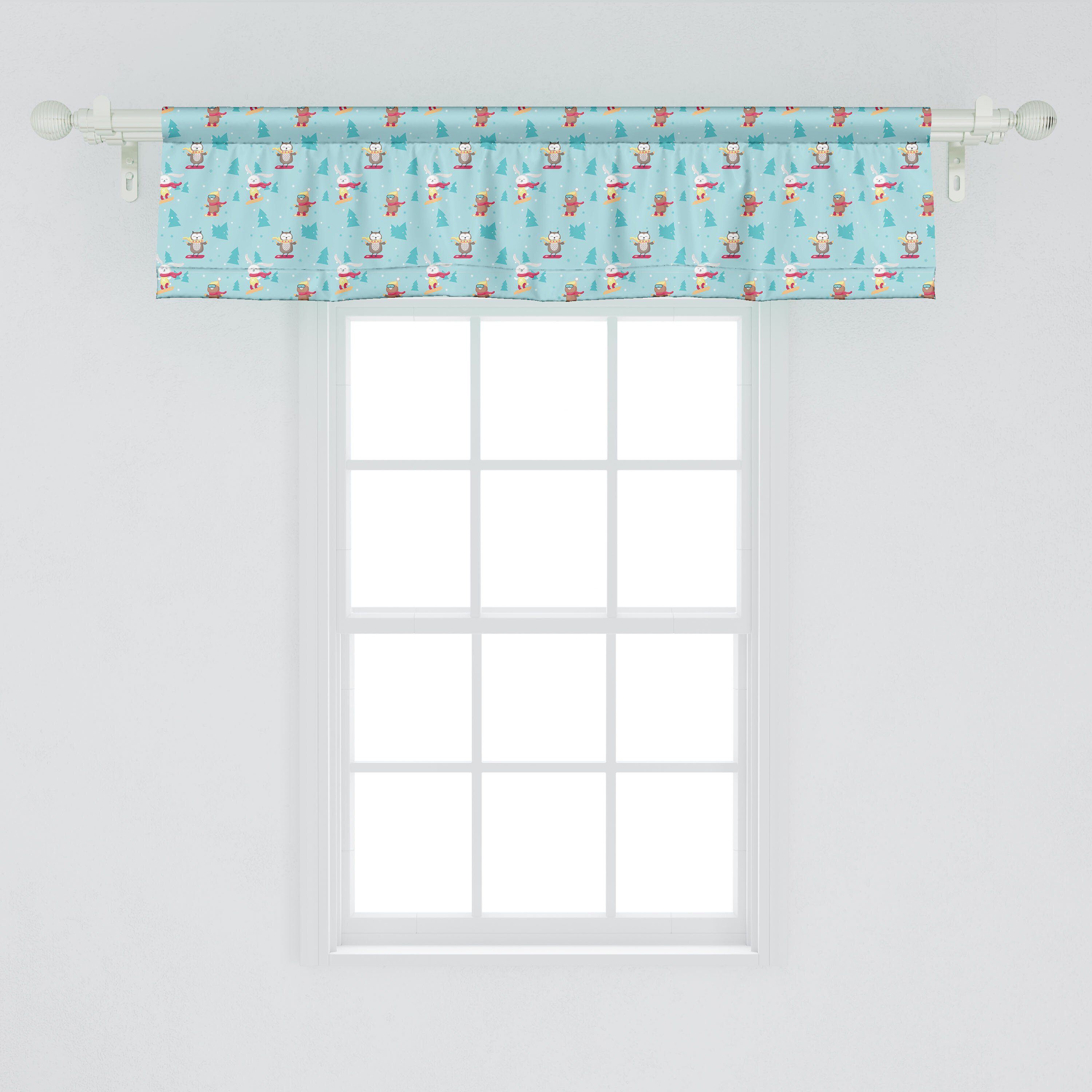 Scheibengardine Vorhang Volant Winter-Kleidung mit Küche Microfaser, der Schlafzimmer Stangentasche, Abakuhaus, für Tiere Schneebedeckt Dekor in