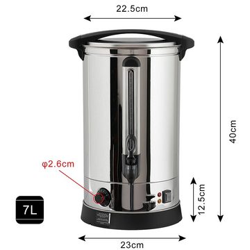 Feel2Home Heißgetränke- und Glühweinautomat Einkochautomat 7 L Glühweinkocher Glühweinkessel Thermostat Tee, 1500 W, Schaltet sich bei Überhitzung automatisch ab