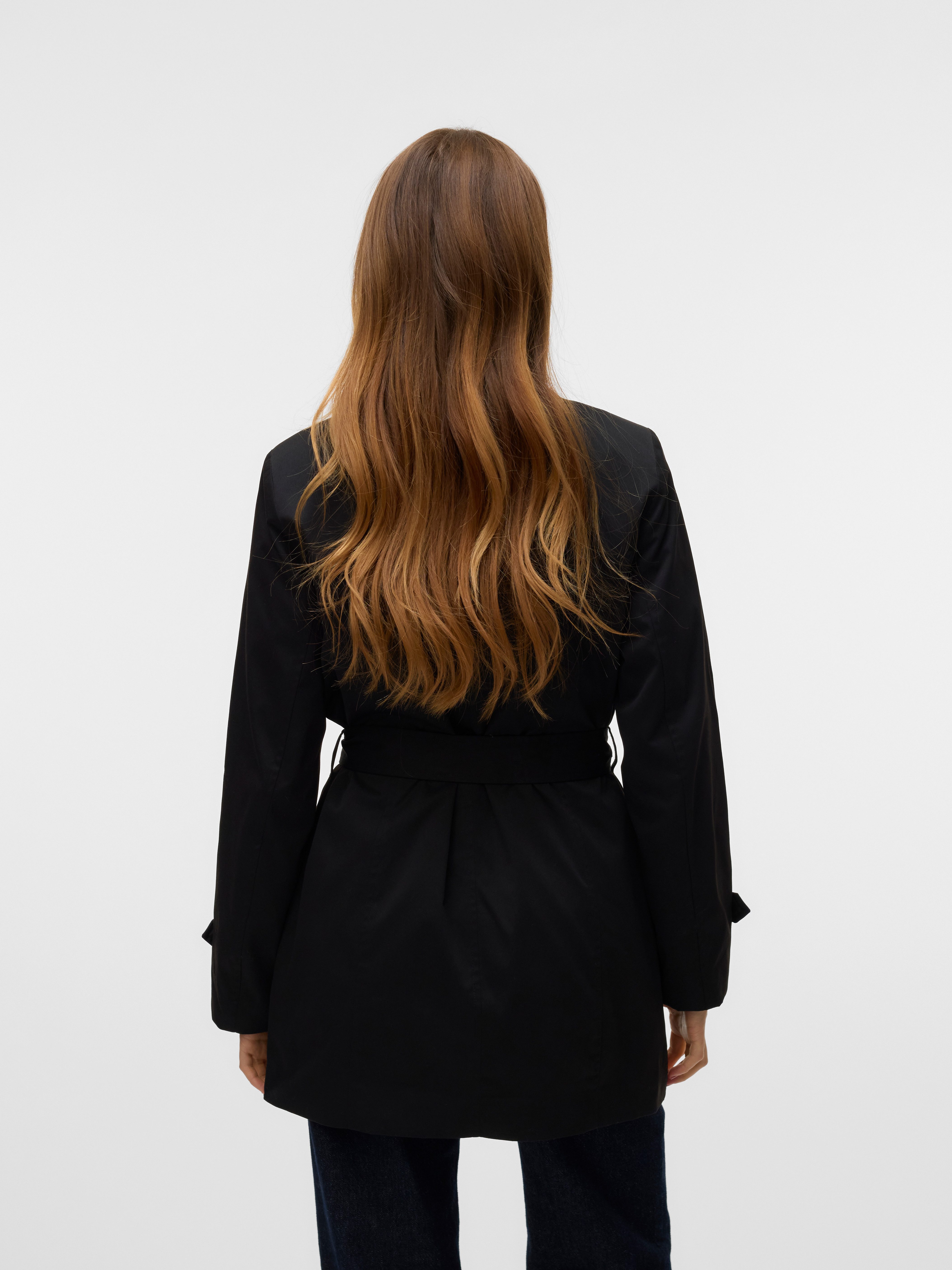 Vero Moda Trenchcoat VMCHELSEA OLIVIA TRENCHCOAT NOOS kurzer 2-Reiher mit abnehmbarem Bindegürtel