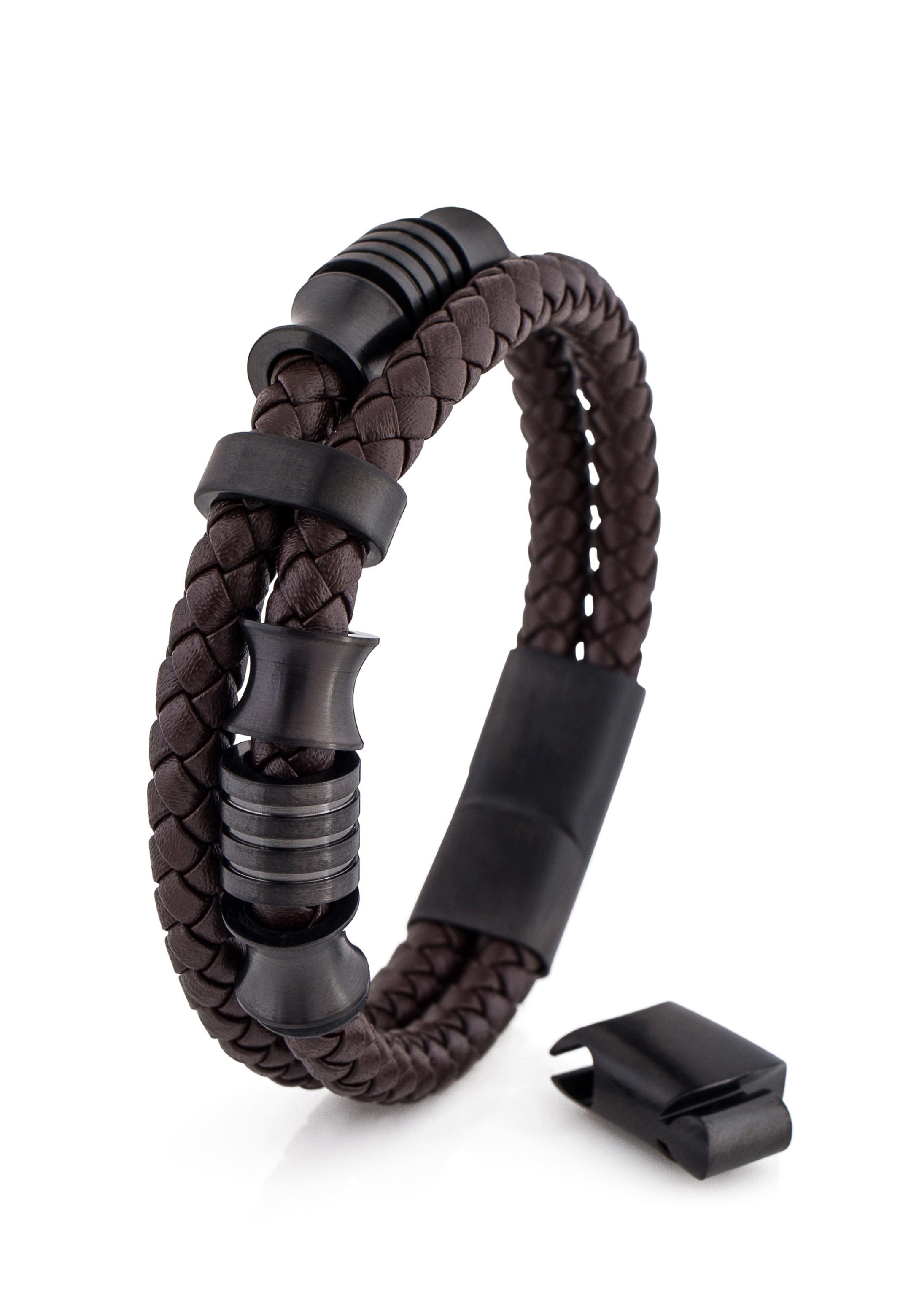 Akitsune Armband Gracilitas Leather Bracelet Matte Black - Brown