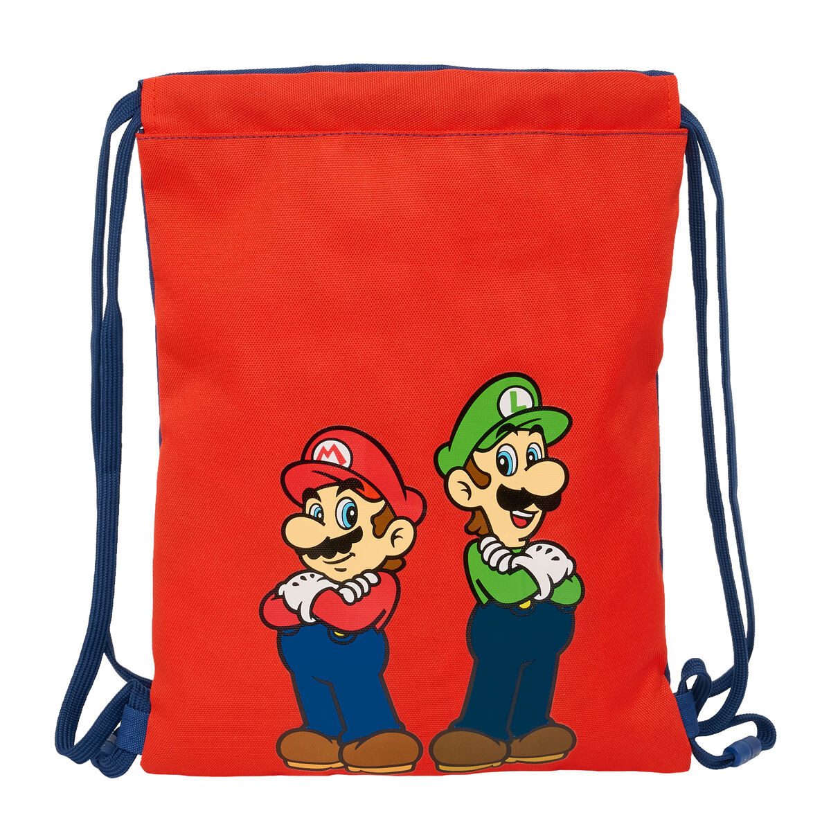 Super Mario Rucksack 26 x 34 x 1 cm Rucksacktasche mit Bändern Super Mario Mamma mia Rot Ma
