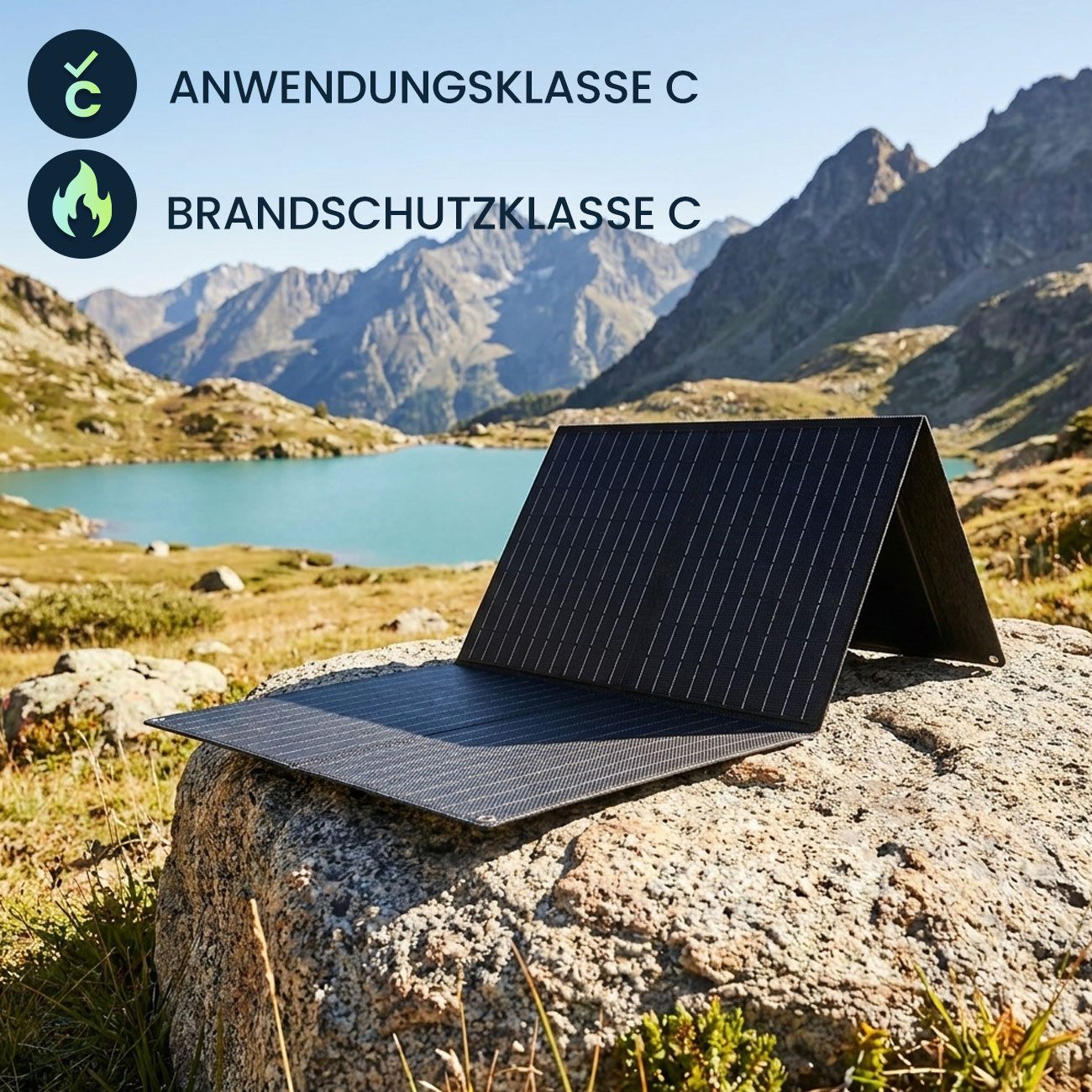 shop'n smile ideoon Solarmodul Faltbares Solarpanel 60W: Tragbares Solarladegerät, MC4 & DC, (1-St), Ösen & Karabinern für Camping