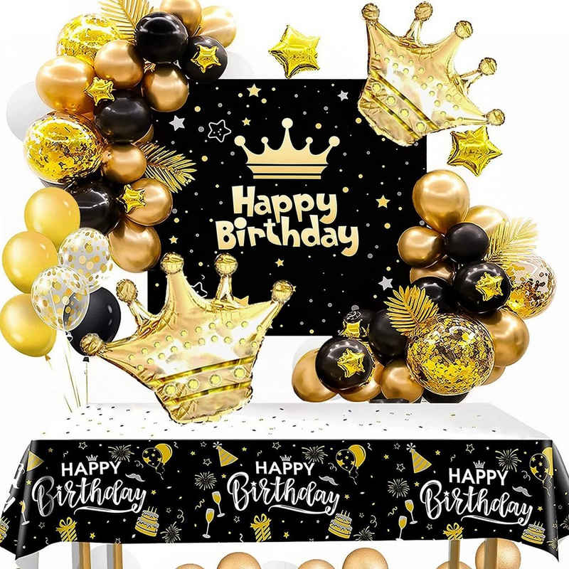 vokarala Luftballon Schwarz Gold Kindergeburtstag Geburtstagsdeko Ballons