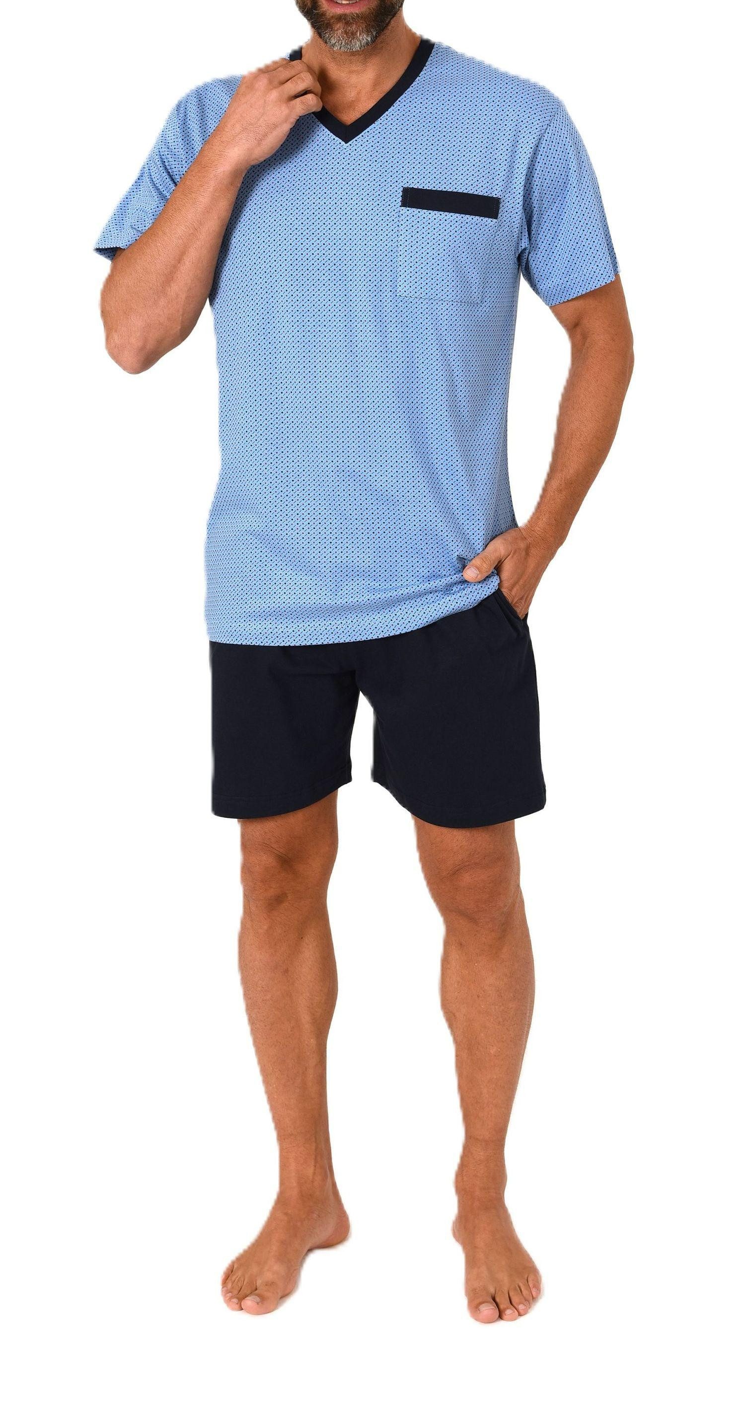Normann Pyjama Normann Herren kurzarm Schlafanzug Shorty Pyjama mit V-Hals günstig online kaufen