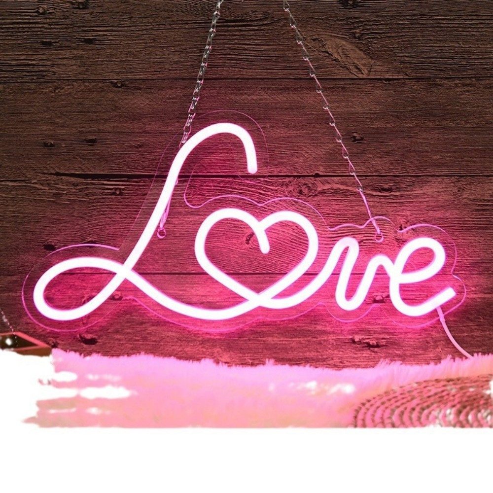 POPOLIC LED Dekolicht LED-Neonlicht-Schild, 40x20 cm, Pink Love, Wanddekora günstig online kaufen