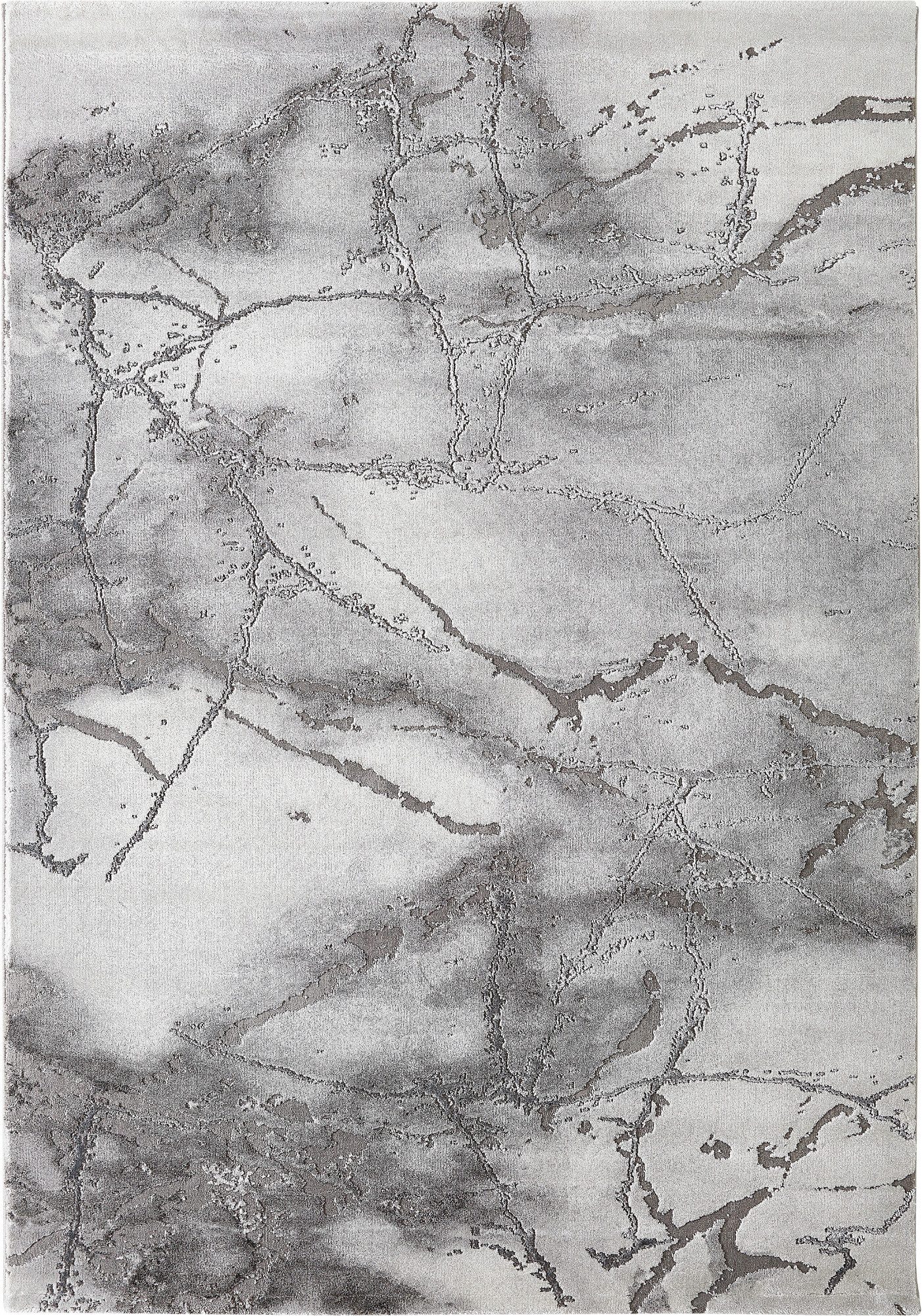 LUXOR living Teppich Phoenix, rechteckig, Höhe: 17 mm, modernes Marmor Design, Hoch-Tief Effekt, Seidenoptik, Wohnzimmer