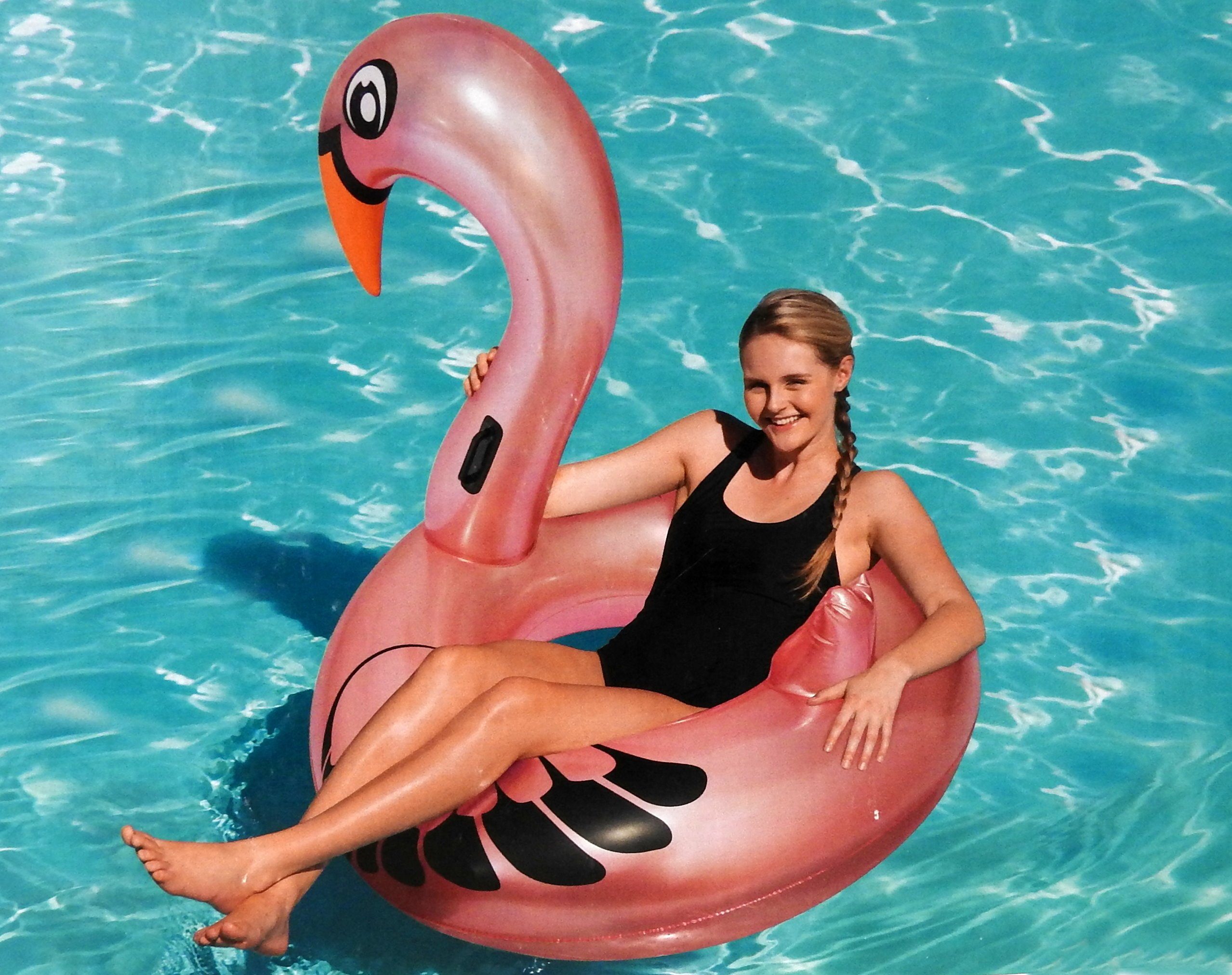 Flamingo Aufblasbar Pool Schwimmtier Badespielzeug Getränkehalter Schwimmring DE 