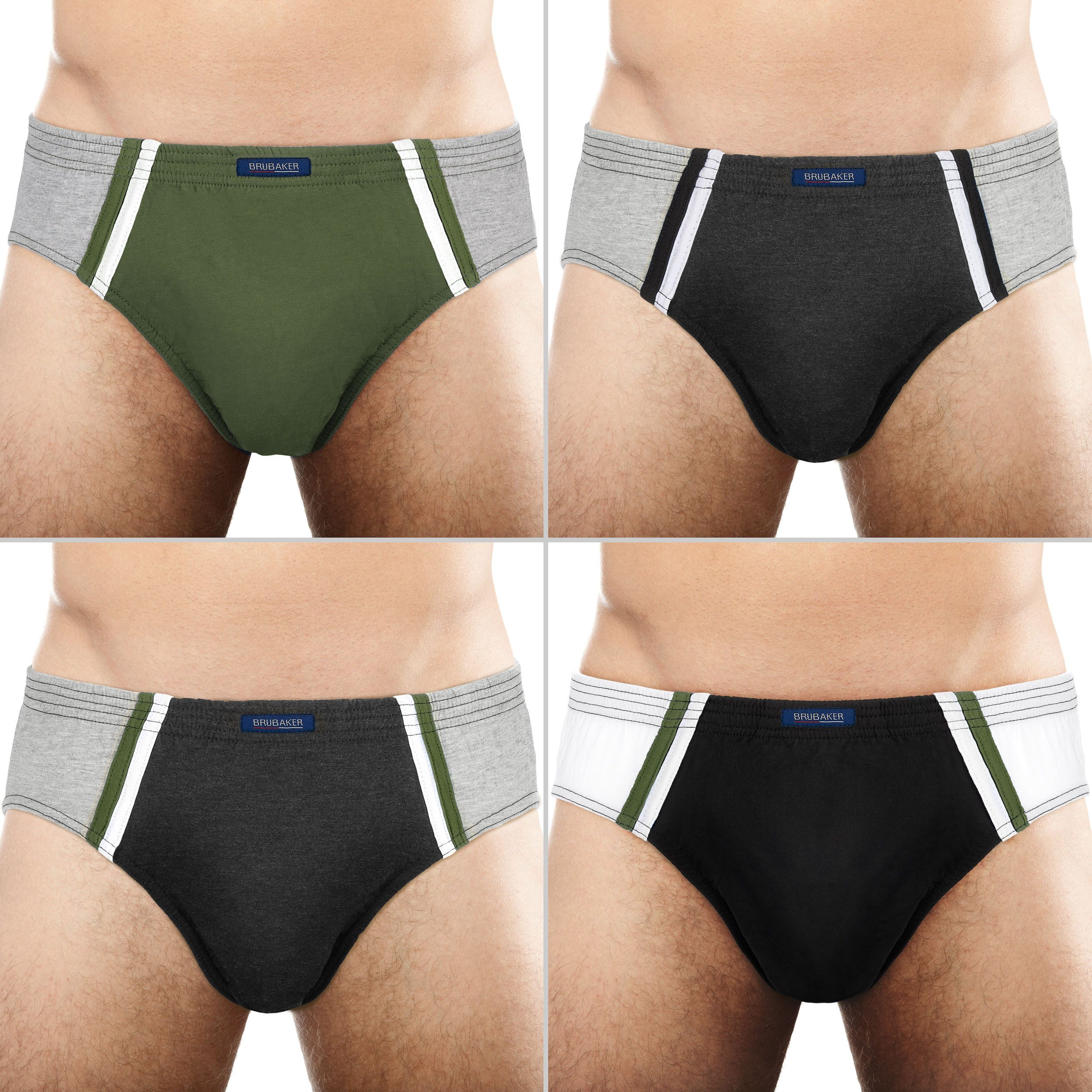 BRUBAKER Slip 7er Pack Herren Sportslips - Farbige Slips aus Baumwolle (Set aus 7, 7-St., für den Alltag und Sport) Retro Unterhosen ohne Eingriff - Männer Unterwäsche