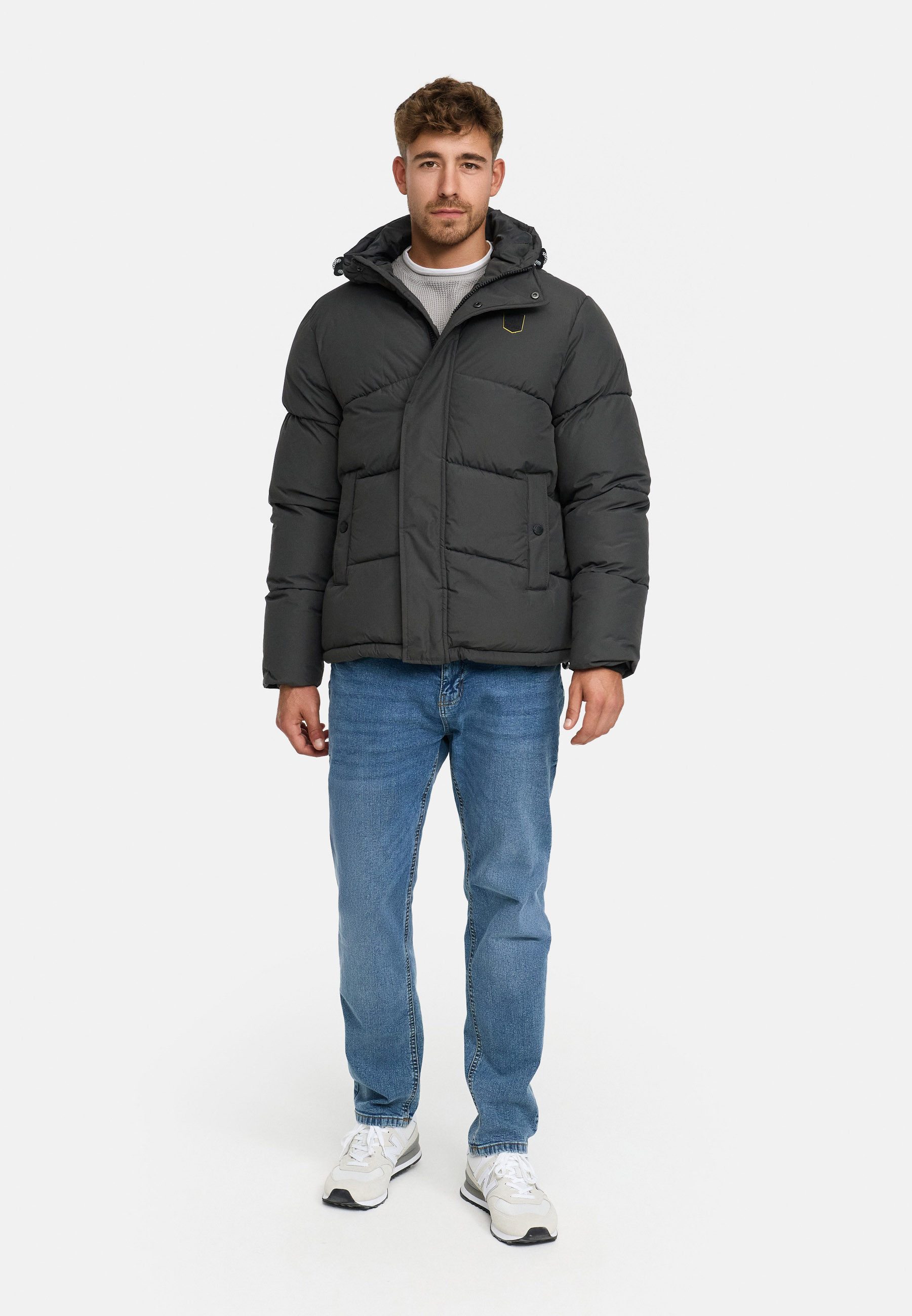 Indicode Winterjacke Herren INLaurits Jacket Herrenjacke Daunen-Optik mit Kapuze und sportiver Steppoptik