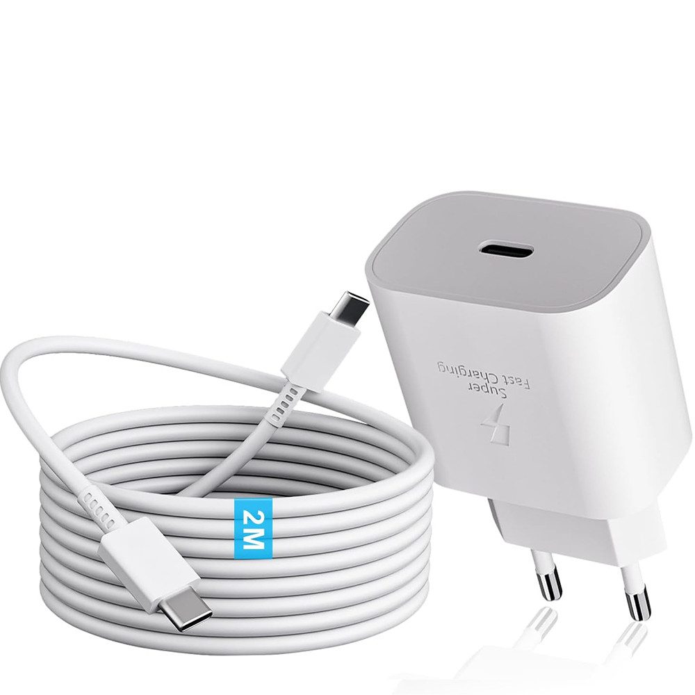 TUWENA 25W USB C Ladegerät, Schnellladegerät Netzteil Super Fast Charger USB-Ladegerät (mit 2 m Ladekabel Schnellladekabel für Samsung Galaxy)