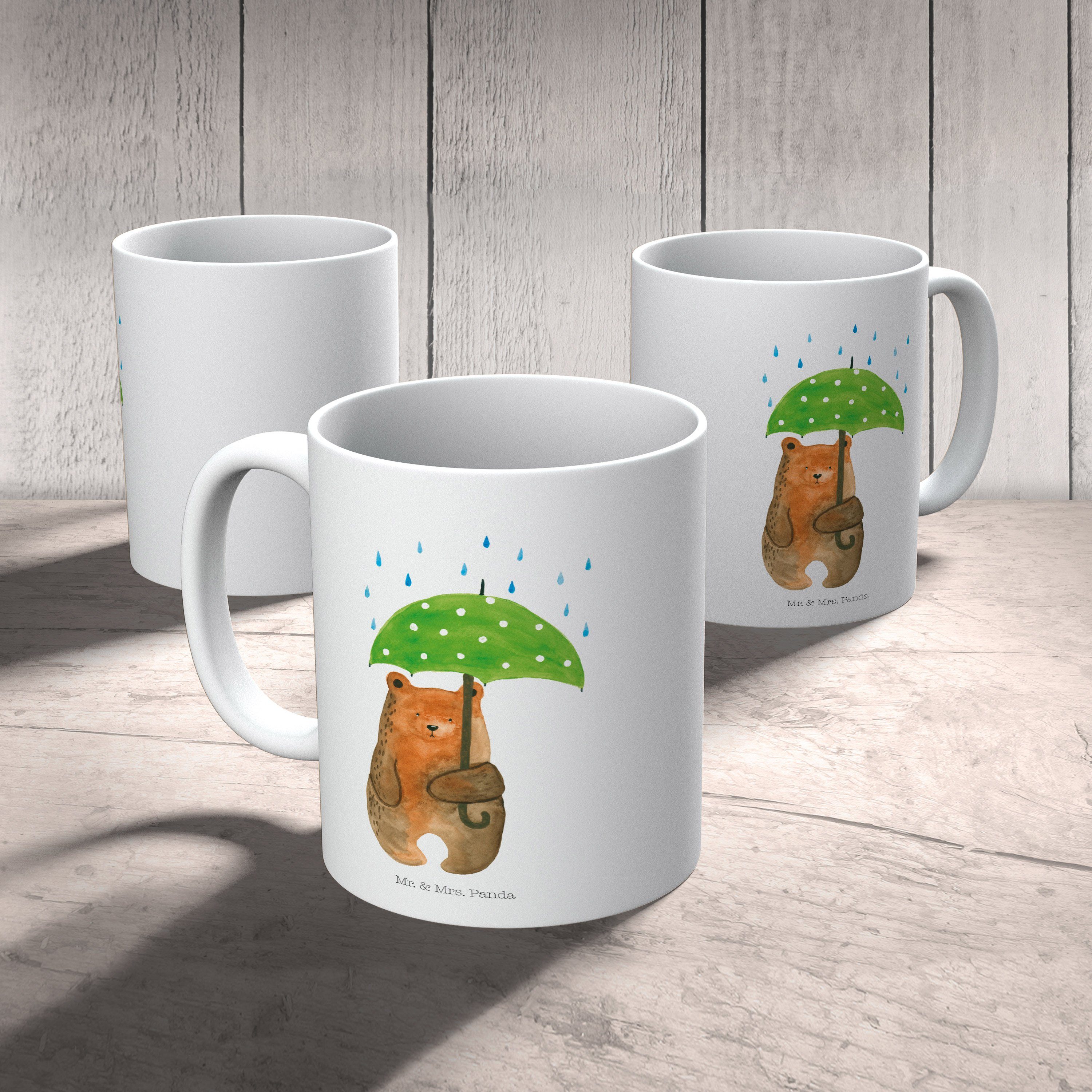 Büro Panda Bär Freunde, Geschenk, - & Tas, Mr. Kaffeetasse, Mrs. Regenschirm Tasse Keramik - Weiß mit
