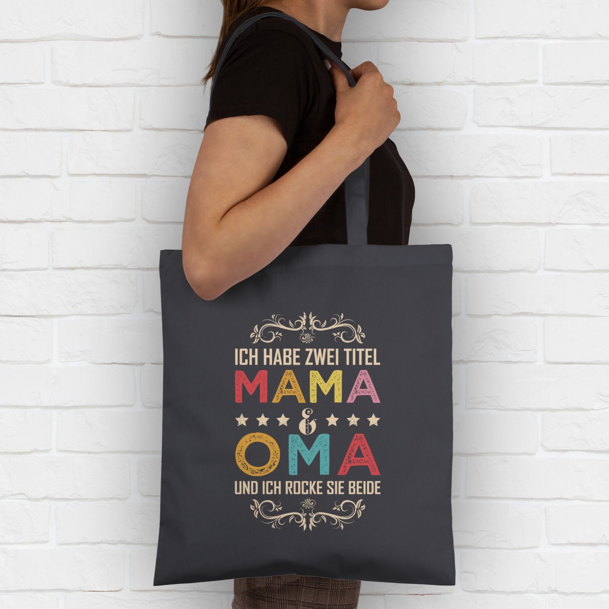 Dunkelgrau und - Shirtracer Geschenk Titel Ich Oma habe Omi, Mama 3 zwei Umhängetasche Muttertagsgeschenk