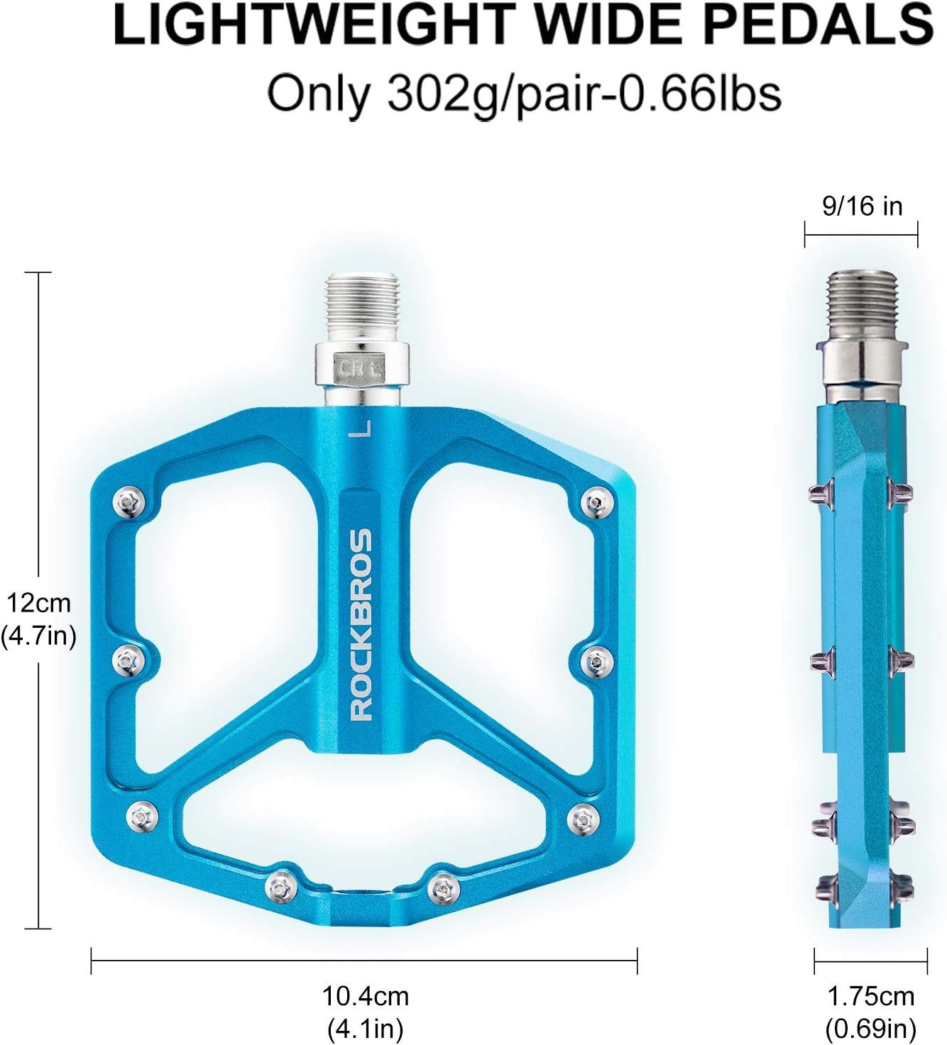 ROCKBROS Fahrradpedale Rennrad Pedale Aluminium Plattform Pedale 9/16 Zoll (Ultraleicht Antirutsch Fahrrad Pedale für MTB E-Bike Stadtrad)