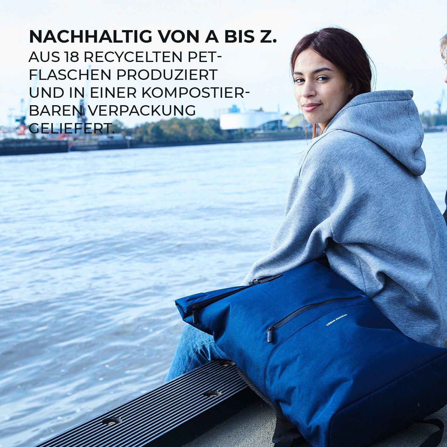 URBAN ZWEIRAD Freizeitrucksack Roll Top Rucksack HYBRID 31l Fahrradrucksack wasserabweisend – Bild 4 von 5