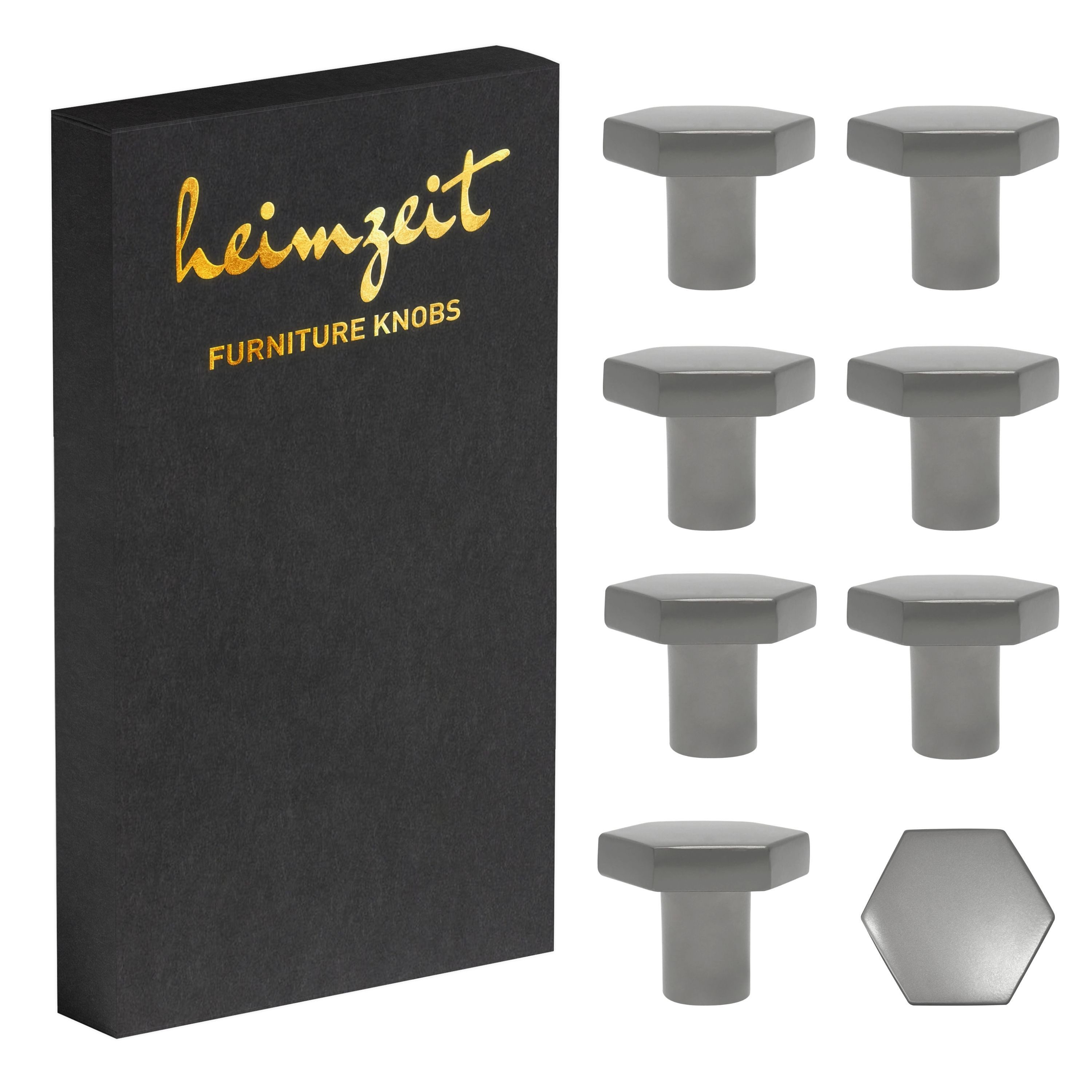 heimzeit Möbelgriff heimzeit Möbelknöpfe Hex - 8 Stück (Set), für Schubladen, Türen und Kommoden, inkl. Schraube