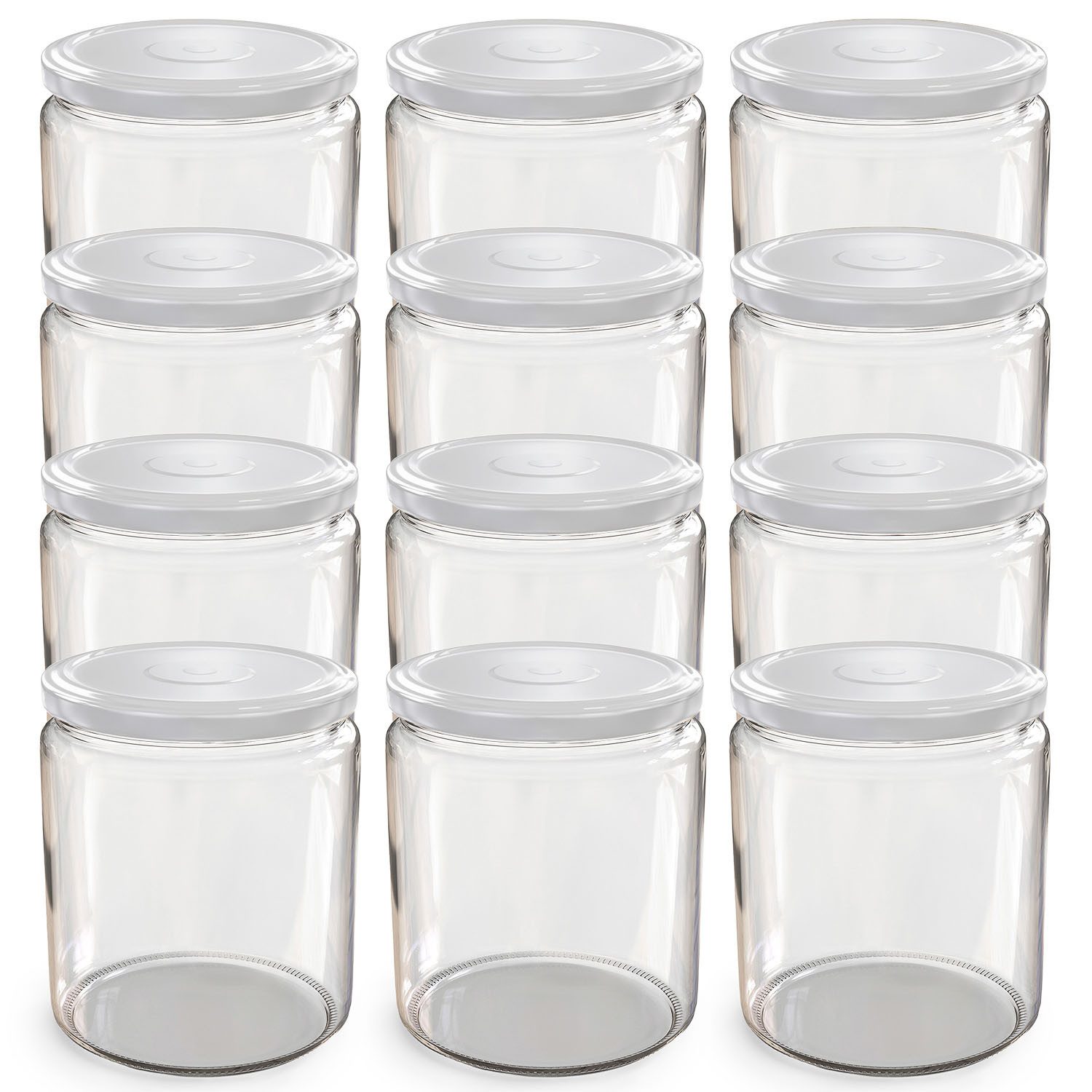 Oputec Einmachglas 12x 405ml Einmachgläser mit Schraubdeckel TO 82 Weiß Marmeladengläser
