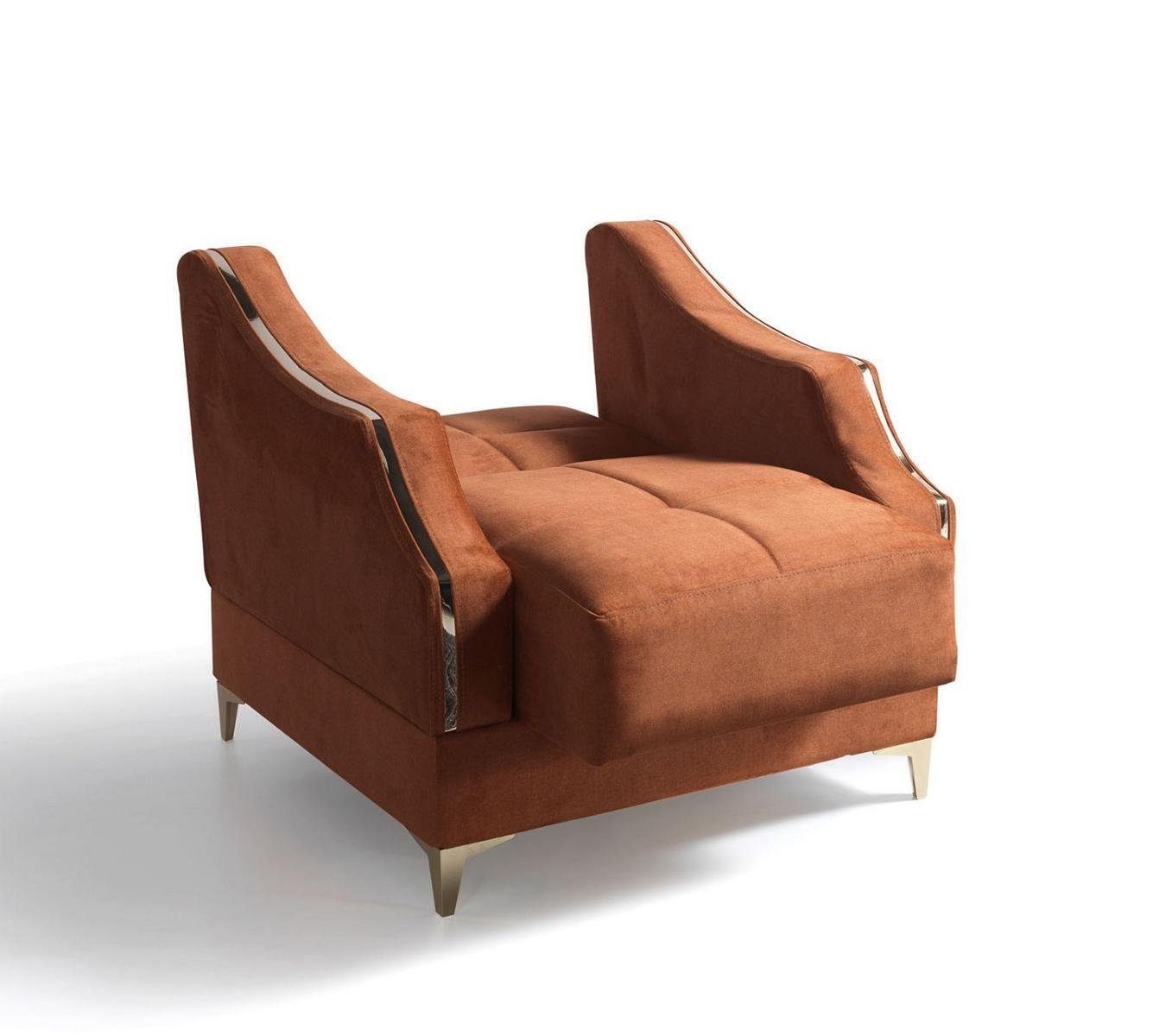 (Sessel), Sitzer JVmoebel Sessel Edelstahl Club Relax Lounge Textil Design Luxus mit Europe In Made Sessel