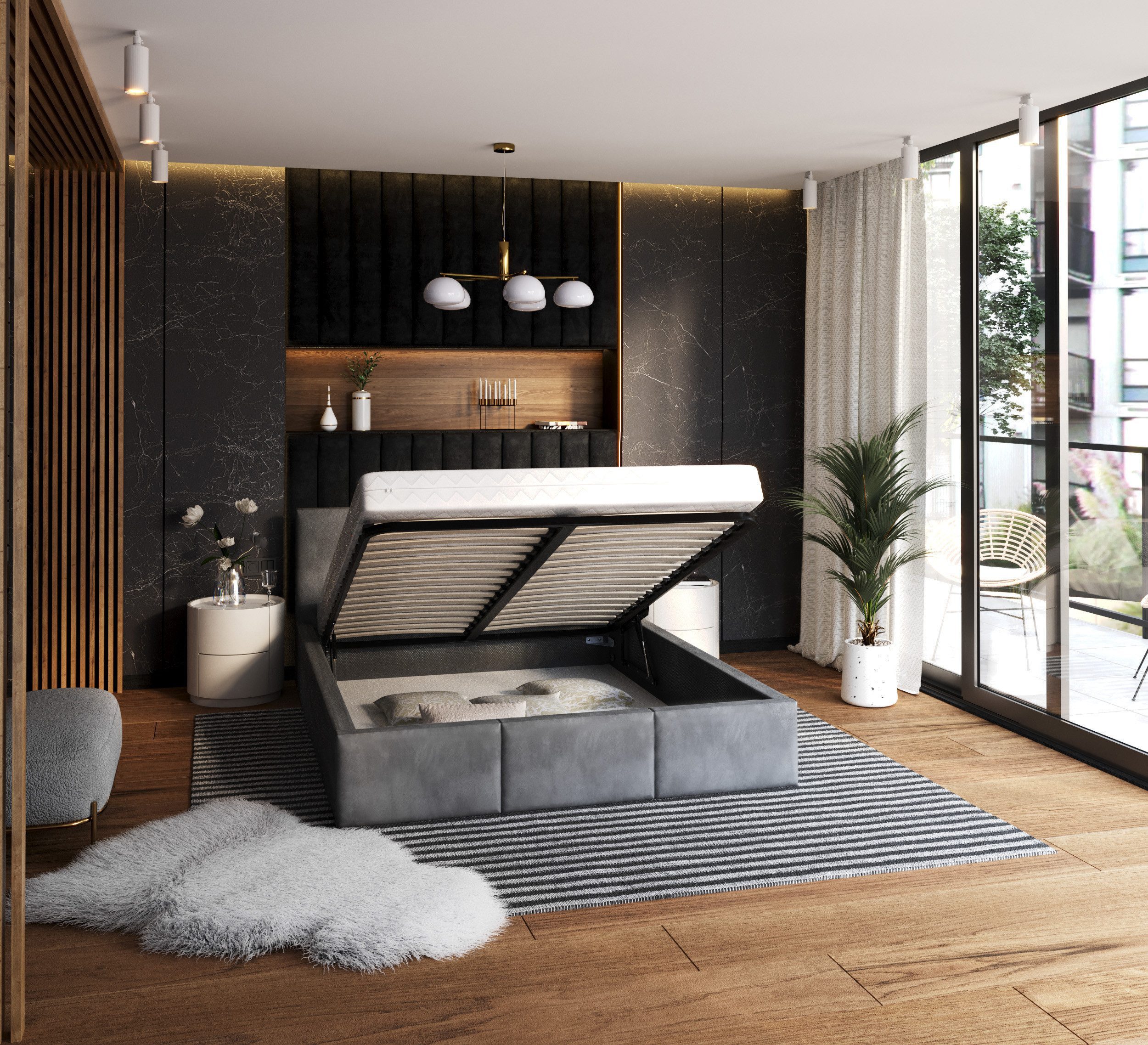 thematys Polsterbett Stauraumbett Bett mit Bettkasten - MADE IN EU - mit sa günstig online kaufen