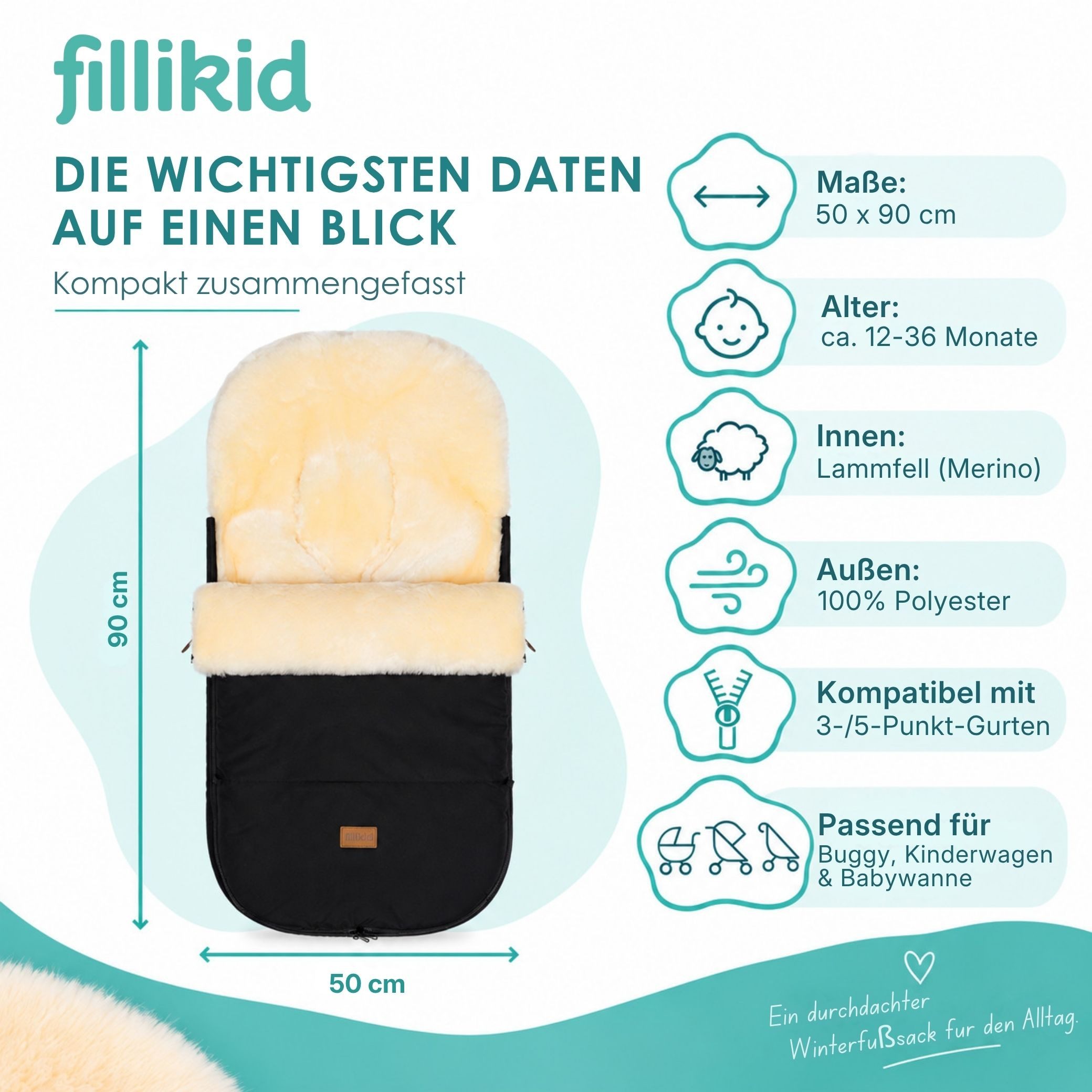 Fillikid Fußsack Winterfußsack Makalu Exklusiv – Bild 4 von 5