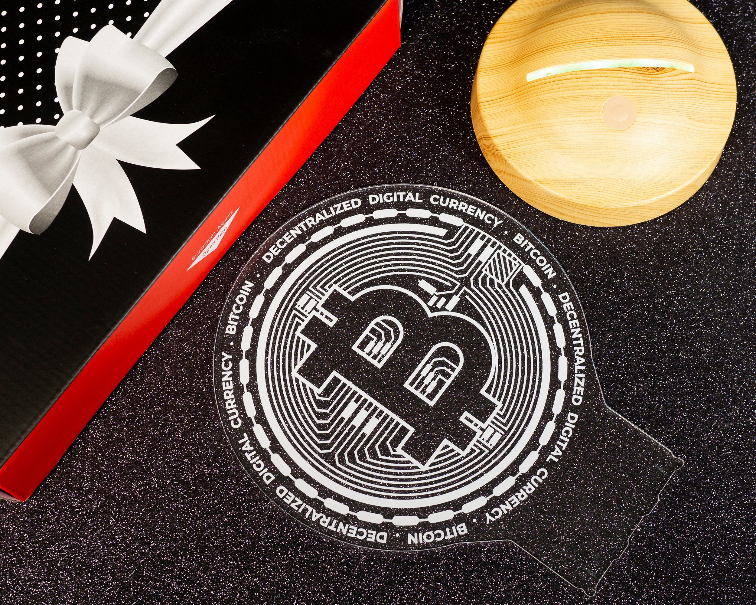 Geschenkelampe LED Nachttischlampe Bitcoin 3D Gravur Nachtlicht Geschenk für Krypto-Liebhaber Crypto, Leuchte 7 Farben fest integriert, Geschenk für Männer, Kry – Bild 5 von 5