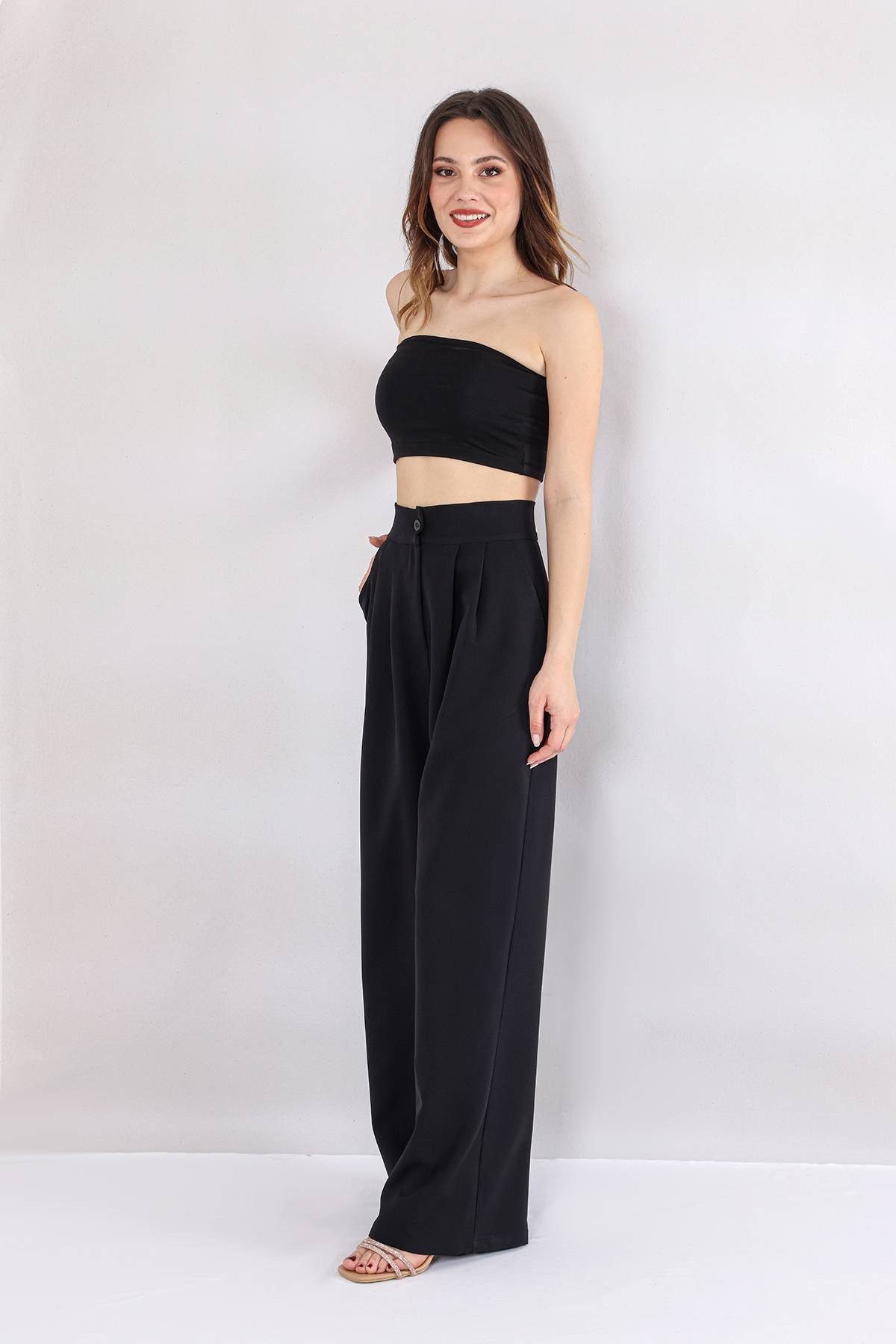 fashionshowcase Bundfaltenhose Damen Palazzohose – Hoher günstig online kaufen