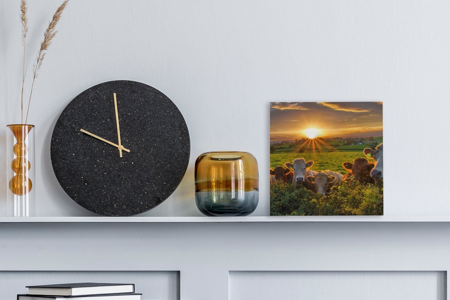 OneMillionCanvasses® Leinwandbild Sonne - Kuh - Gras, Fotodruck (1 St), Wan günstig online kaufen
