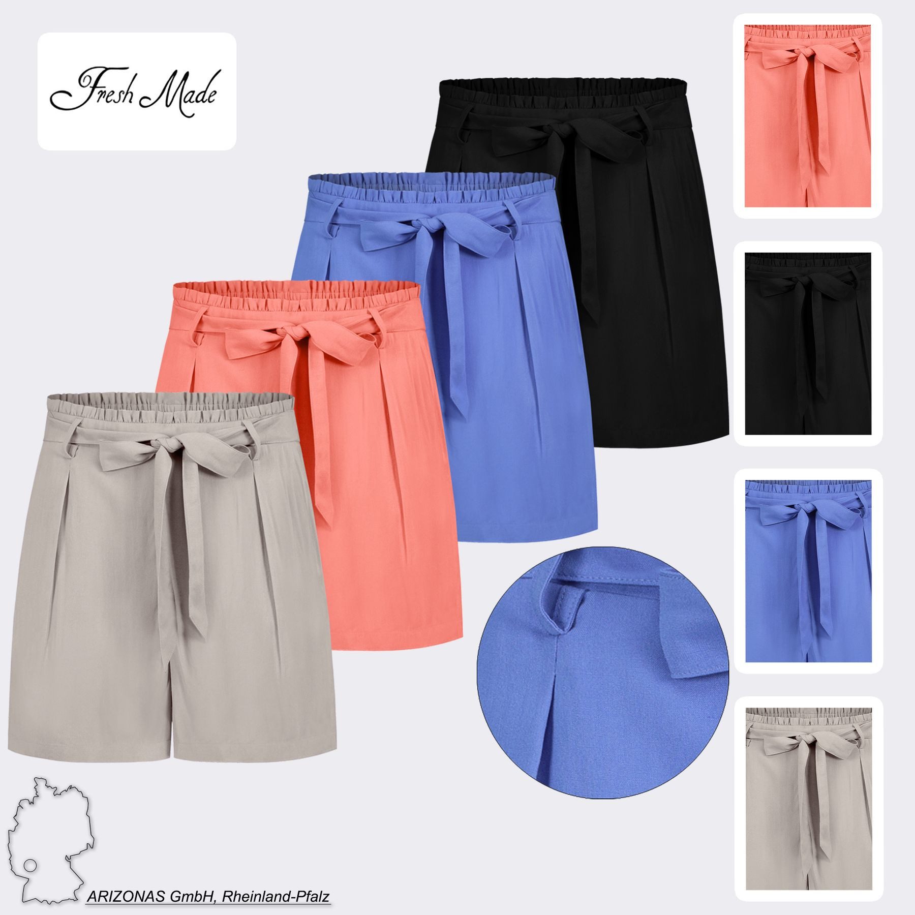 Fresh Made Bermudas Elegantes Palazzo Design mit dekorativem für Damen Viskose aus verbesserter Rohstoffbeschaffung nachhaltig Normal Fit – Bild 4 von 4
