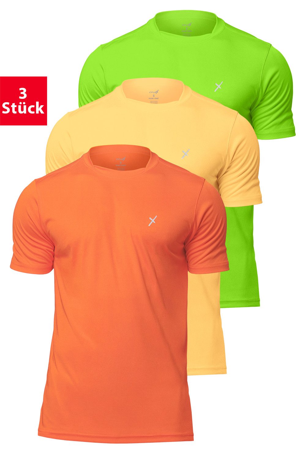 CFLEX Trainingsshirt Herren Sport Shirt 3er Pack - Fitness T-Shirt Sportswear Collection