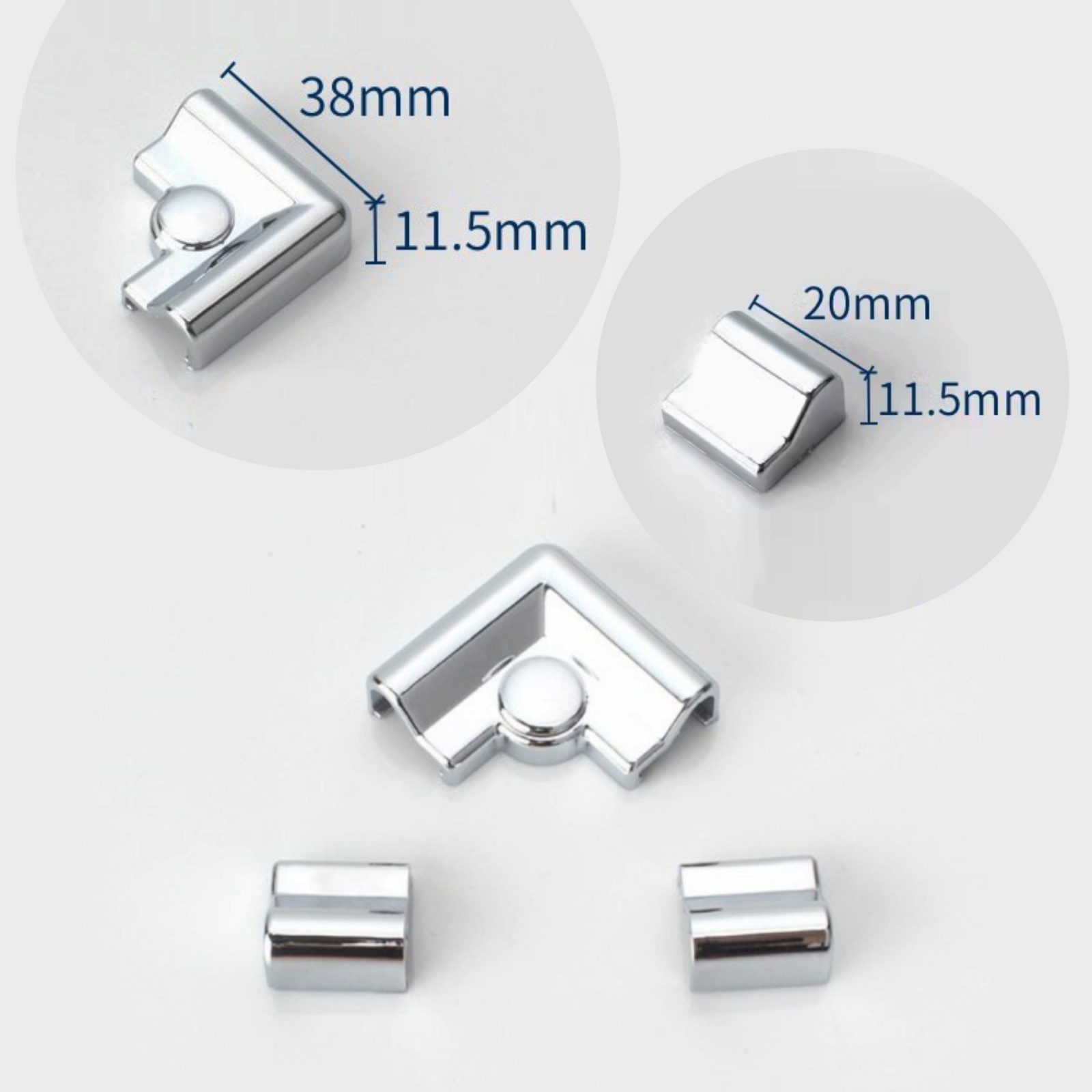 WITEN&NOCK Duschdichtung 100/120 Aluminium Schwallschutzleisten Dusche Endstücke Verbinder Set, L: 100 cm – Bild 5 von 5