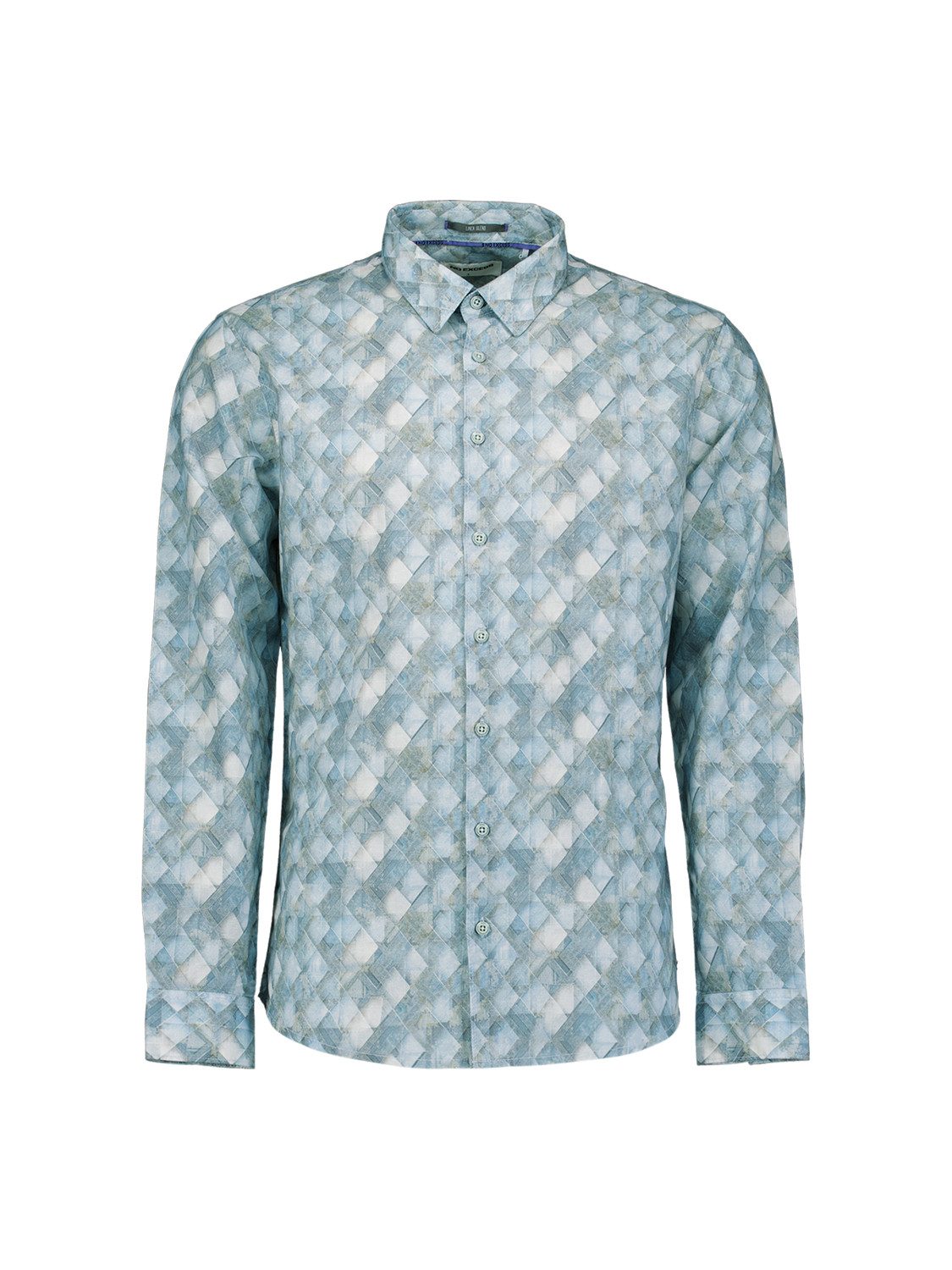 NO EXCESS Kurzarmhemd Shirt Allover Printed With Linen - Herrenhemd - Leinenhemd