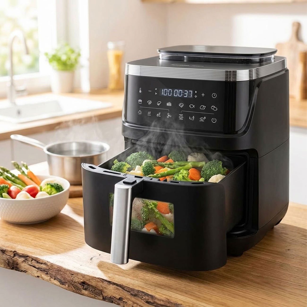 Tescoma Heißluftfritteuse CH13272, 1700 W, 3-in-1 Multi-Airfryer mit Sichtfenster & Selbstreinigung