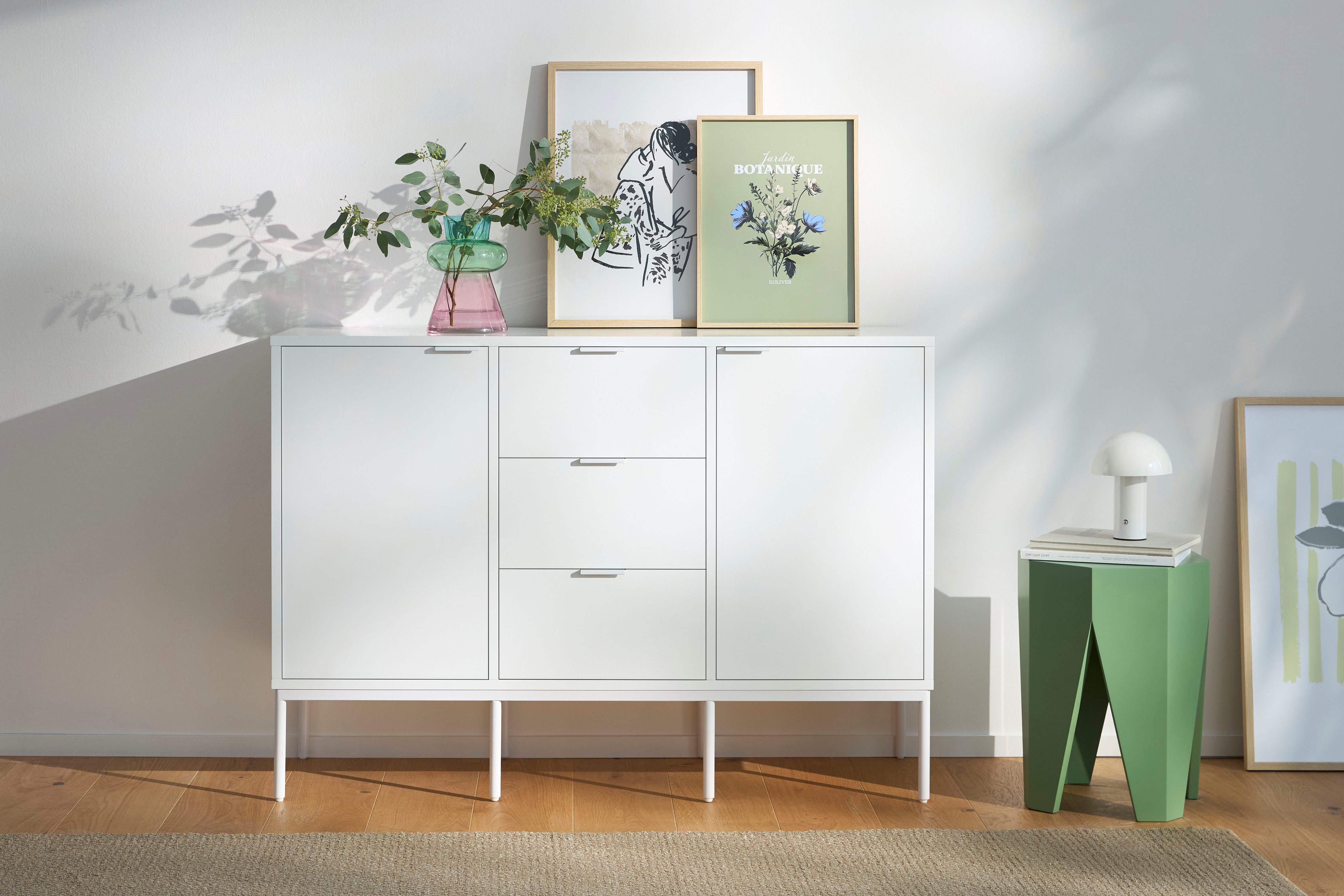 s.Oliver Dekovase Glasvase in bunter Farbkombination: blau, grün, rosa (2 St., jeweils 22cm hoch), Tischvase im 2er Set, 3-farbiges Design in moderner Form – Bild 5 von 5