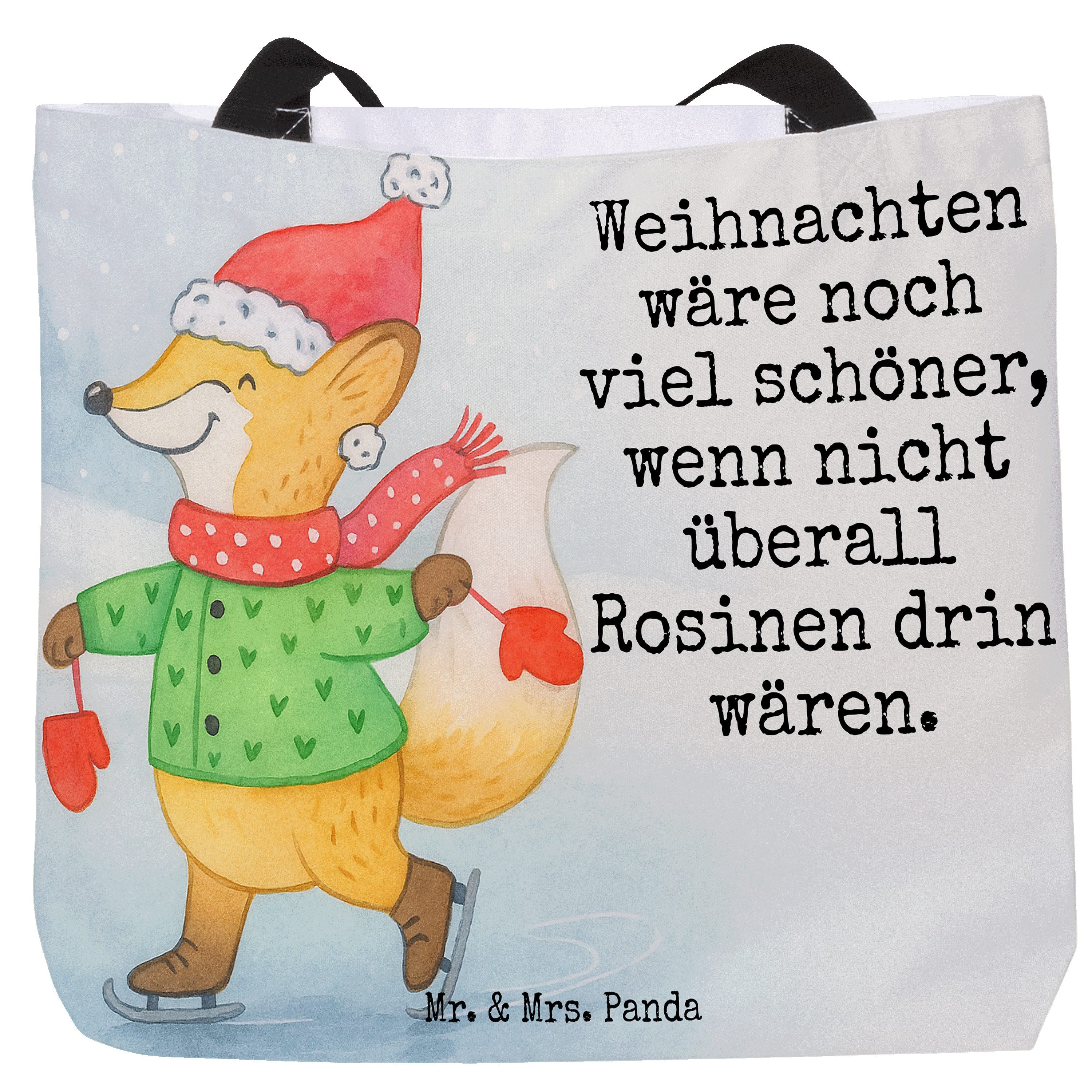 Shopper Fuchs Schlittschuhe Design, Stoffbeutel, Weiß, Pandatasche, Tote Bag