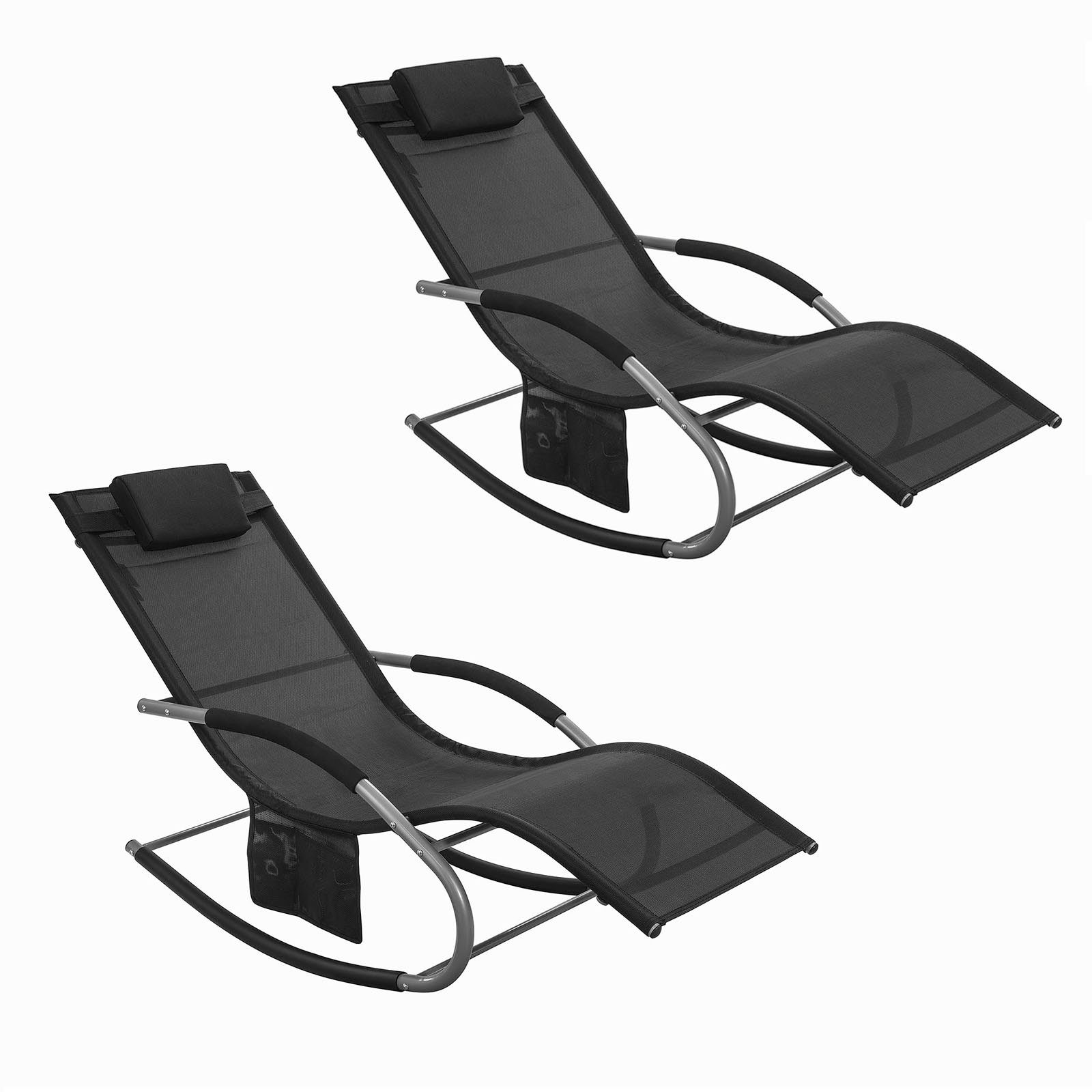SoBuy Gartenliege OGS28x2, Schaukelstuhl Schaukelliege Strandliege Gartenmöbel, 2 st, Sonnenliege 2 Personen Liegestuhl Gartenliege wetterfest,Outdoor