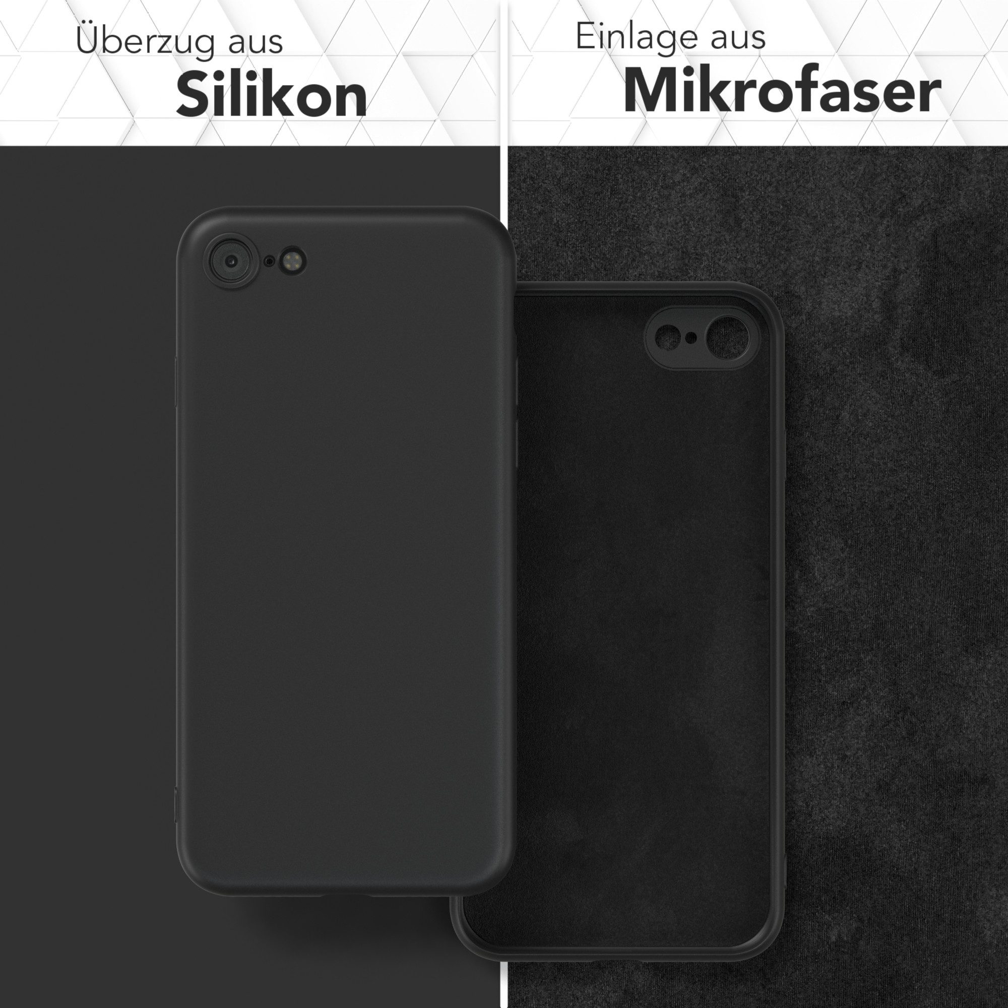 EAZY CASE Handyhülle für Apple iPhone SE 2022/2020 iPhone 8/7 Hülle Silikon 4,7 Zoll, Silikon Schutzhülle mit Kameraschutz kratzfest Back Cover Etui Schwarz