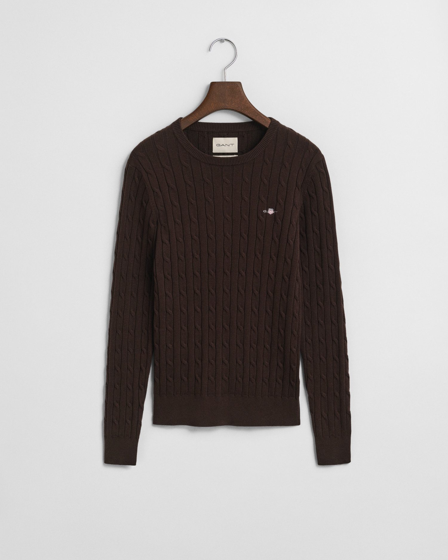 Gant Strickpullover STRETCH COTTON CABLE C-NECK mit Logostickerei auf der B günstig online kaufen