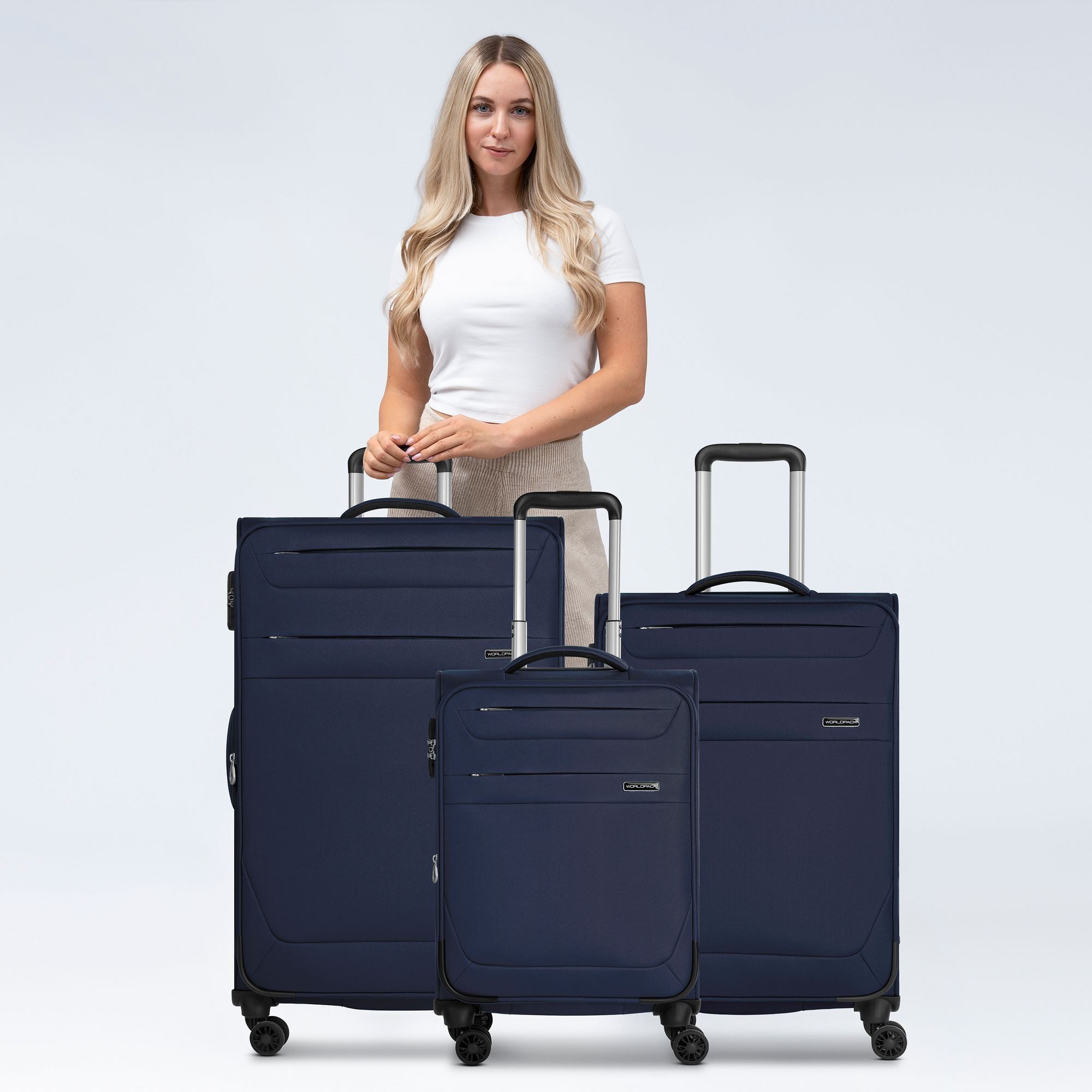 WORLDPACK Trolleyset Chicago, 4 Rollen, (3-teilig, 3 tlg), Polyester