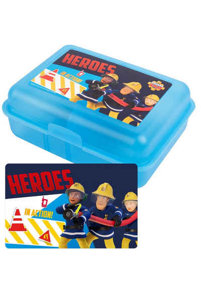 United Labels® Lunchbox Feuerwehrmann Sam Brotdose - Heroes - mit Trennwand Blau, Kunststoff (PP)
